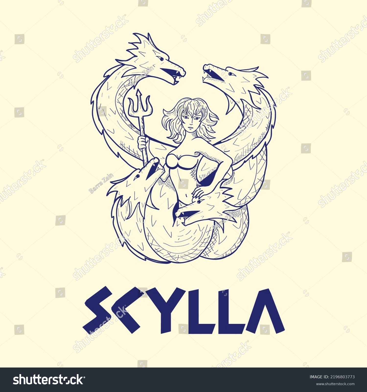 Greek Mythology Logo Monster Woman Scylla Stock Vector (Royalty Free ...