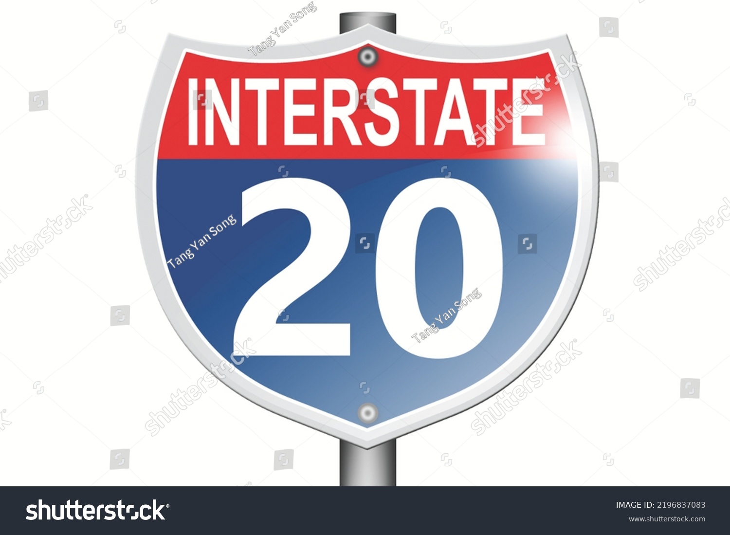 Interstate Highway 20 Road Sign Isolated Stock Vector (Royalty Free