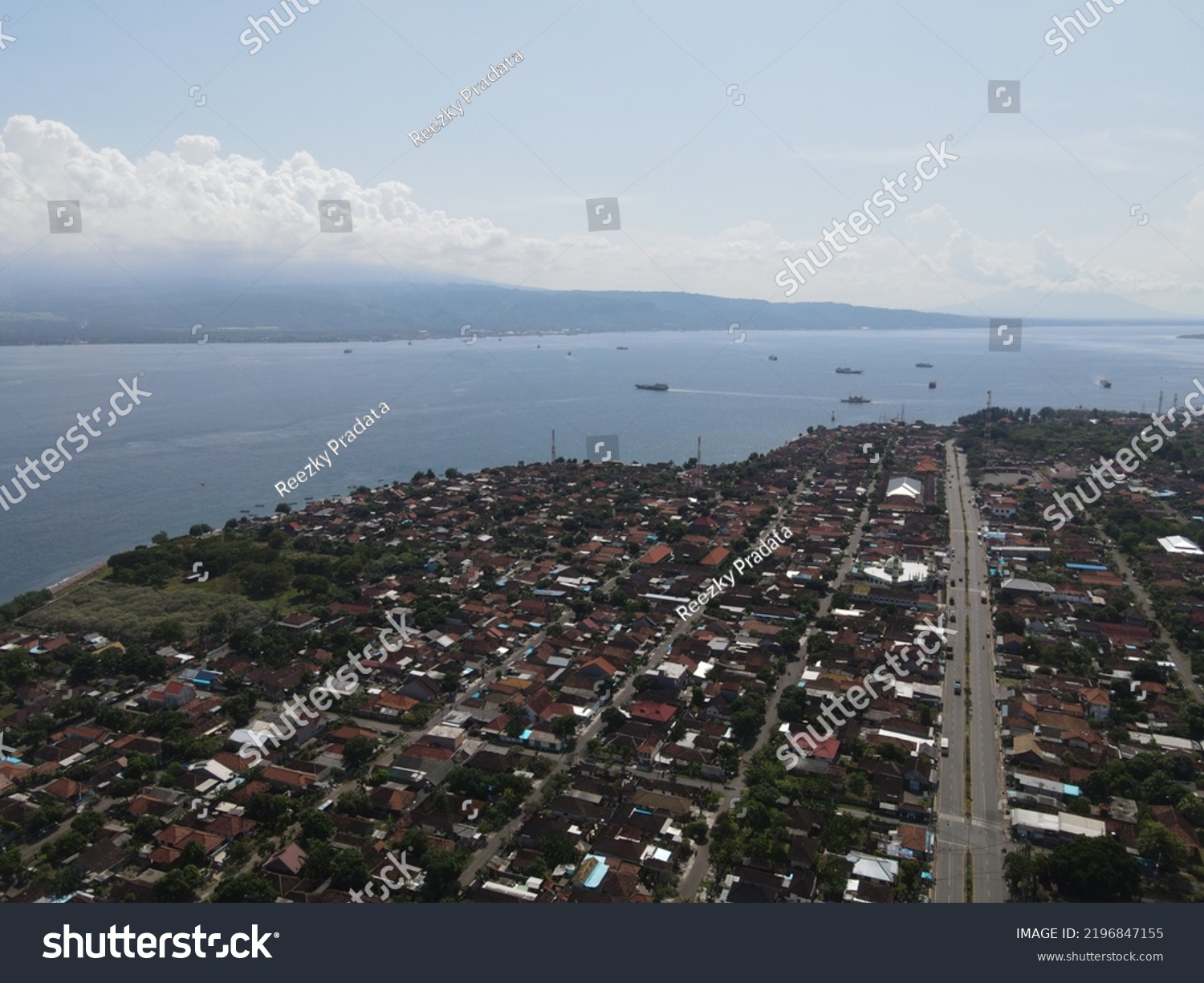 Aerial View Gilimanuk Village Near Port Stock Photo 2196847155 ...