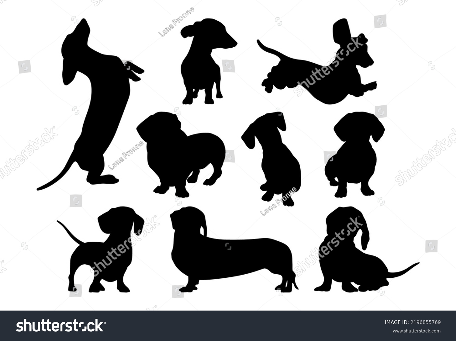 Dachshund Dog Set Template Plotter Lazer Stock Vector (Royalty Free ...