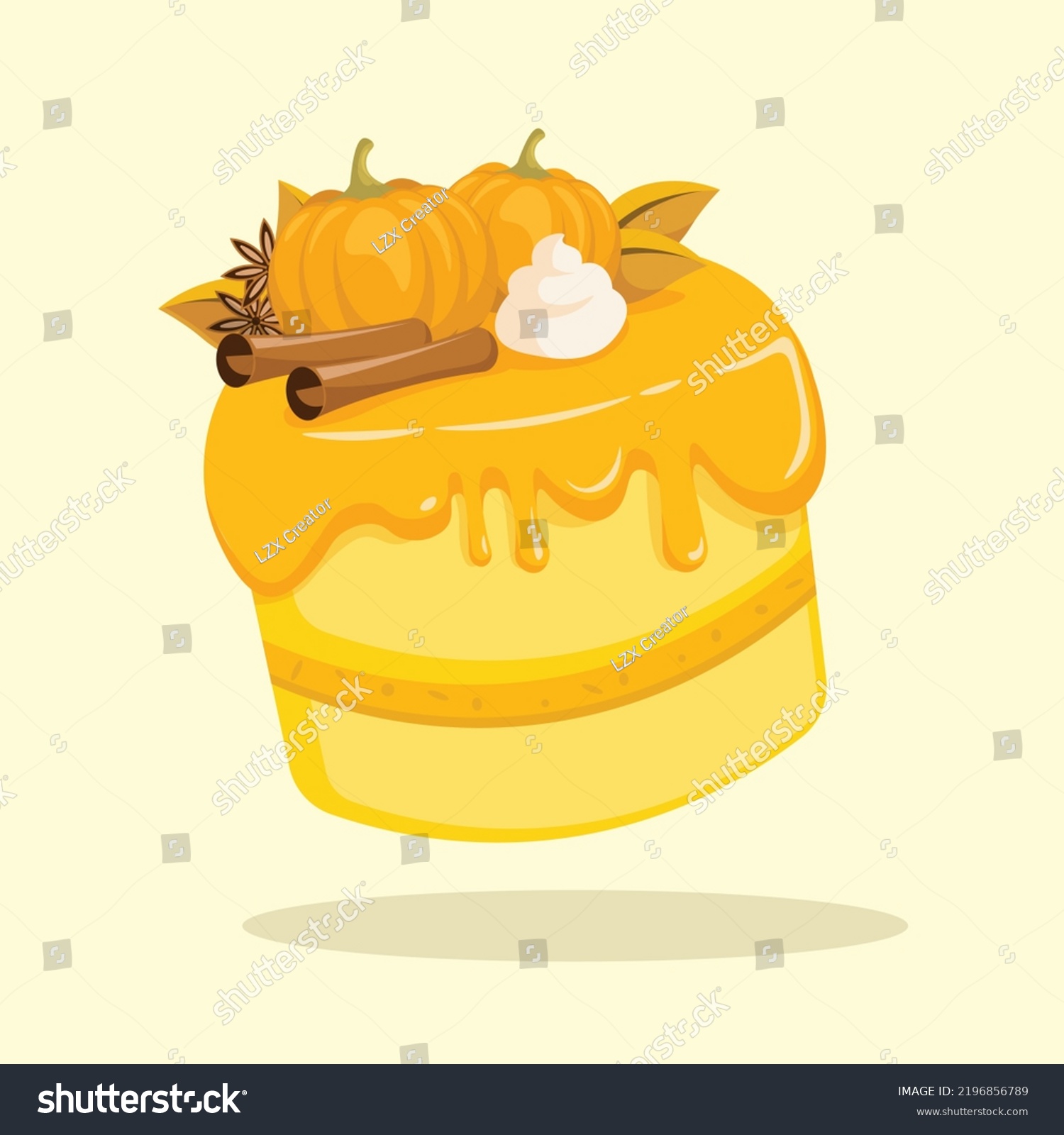 Big Pumpkin Cake Pumpkin Cream Cinnamon Stock Vector Royalty Free 2196856789 Shutterstock 