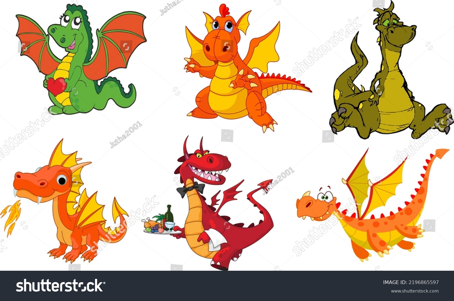 Dragon Dinosaur Funny Fantasy Animals Big Stock Vector (Royalty Free ...