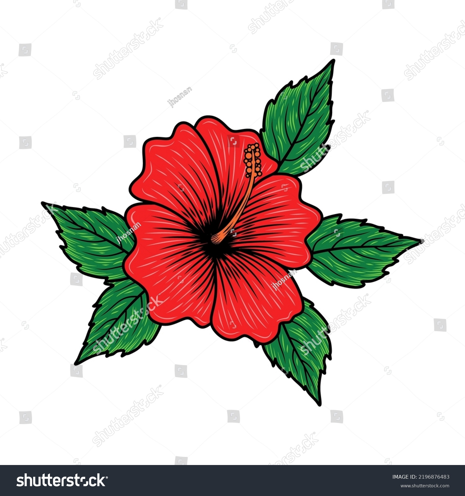 Natural Logo Hibiscus Symbol Hibiscus Tropical Stock Vector (Royalty ...