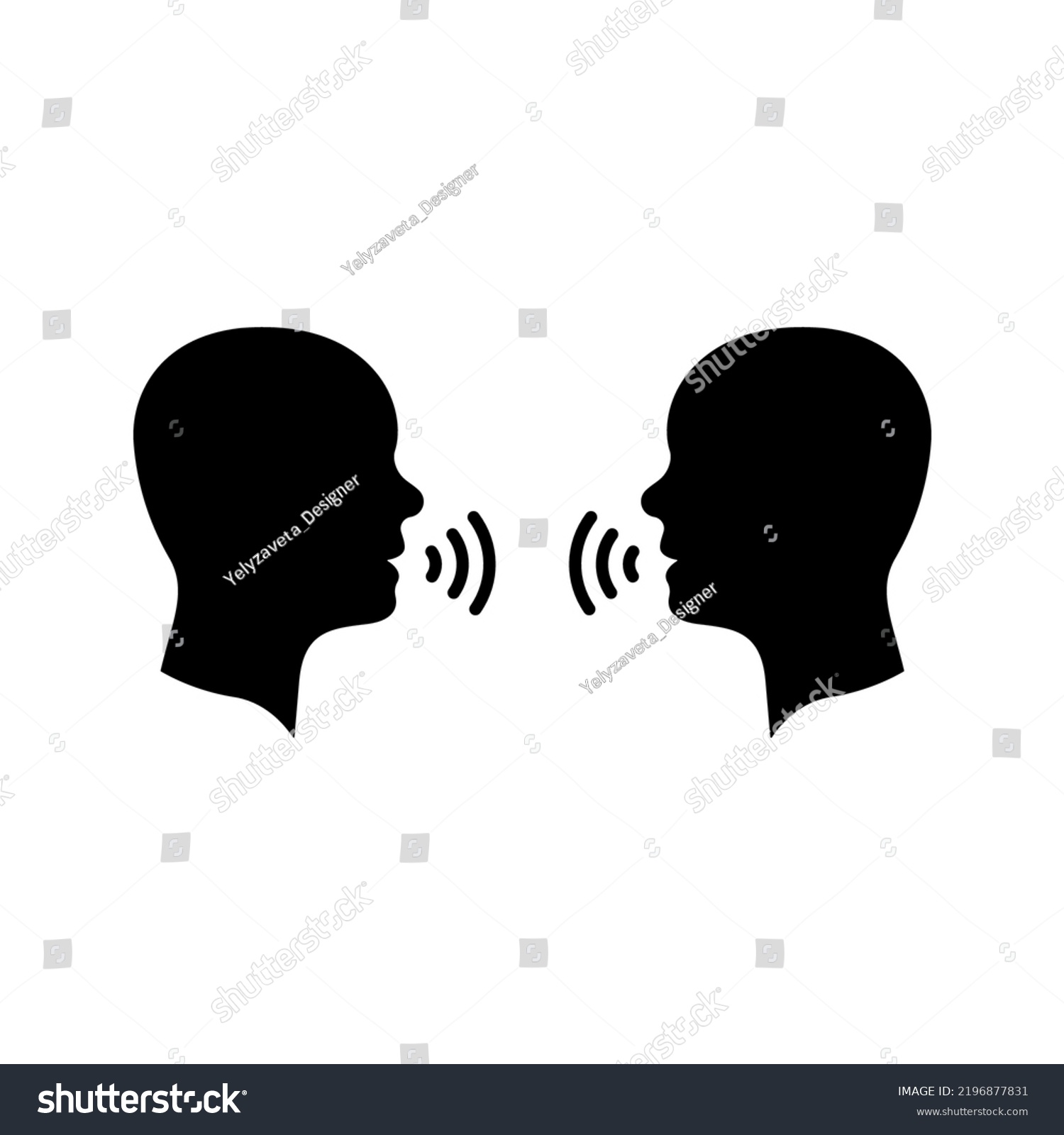 Two Man Talk Silhouette Icon People Stock Vector Royalty Free