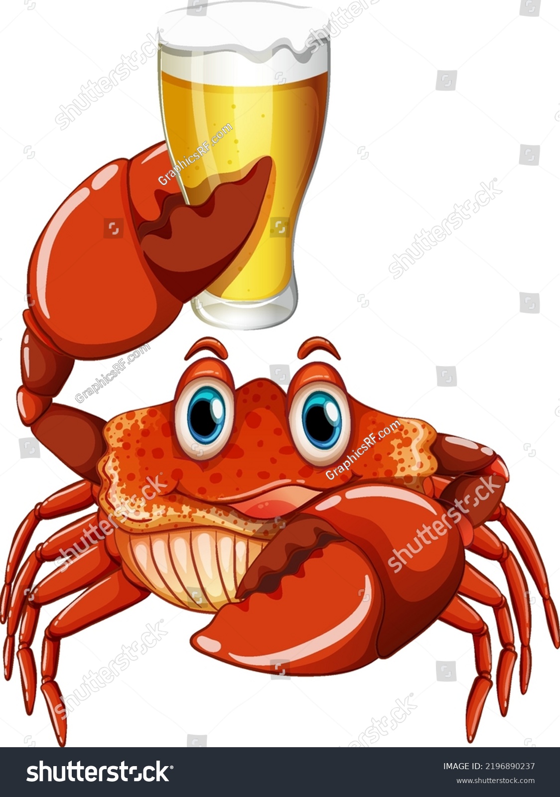 Cute Crab Cartoon Character Drinking Beer Stock Vector (Royalty Free ...