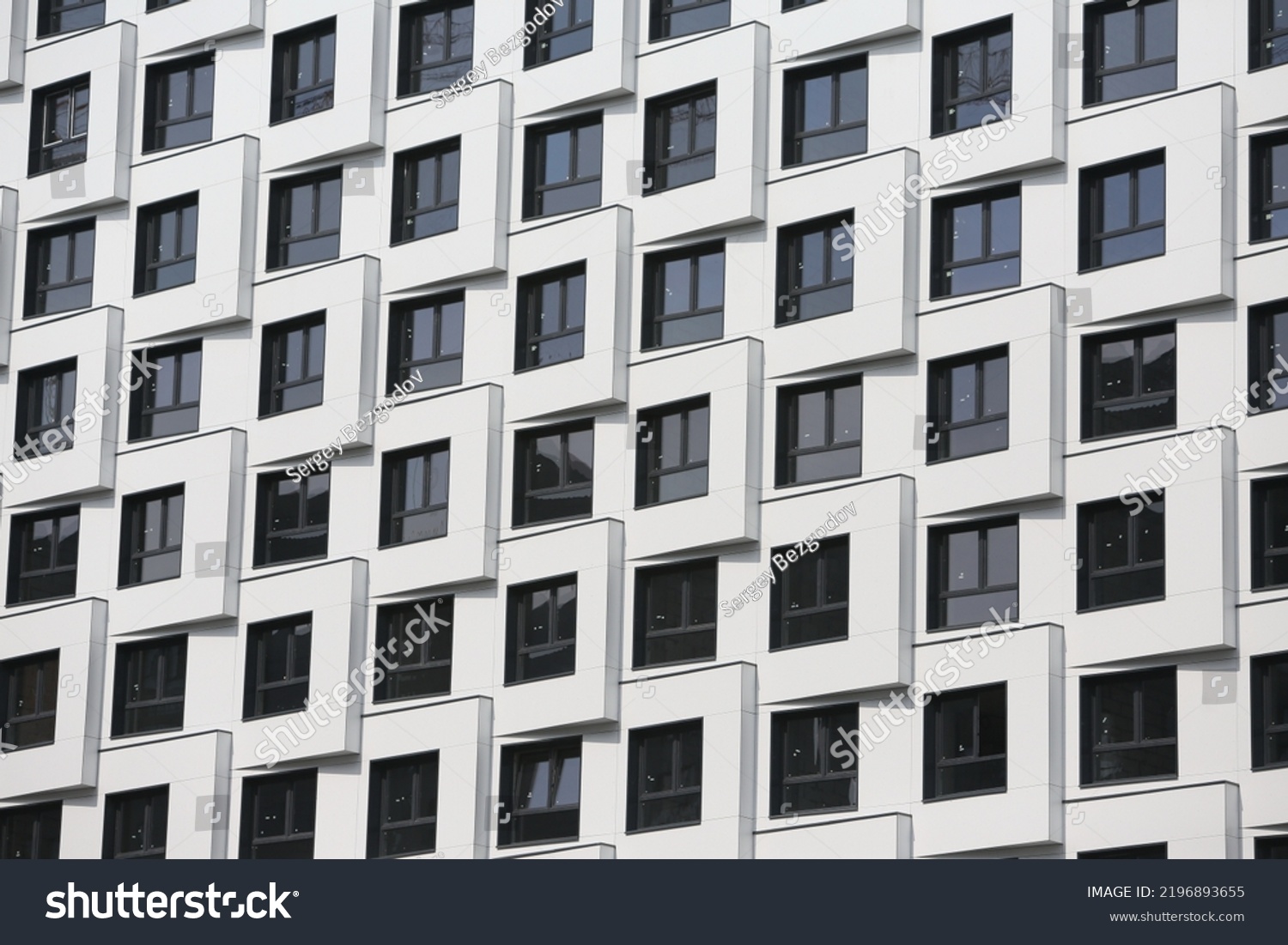 New Building Facade Housing Complex Green Stock Photo 2196893655 ...