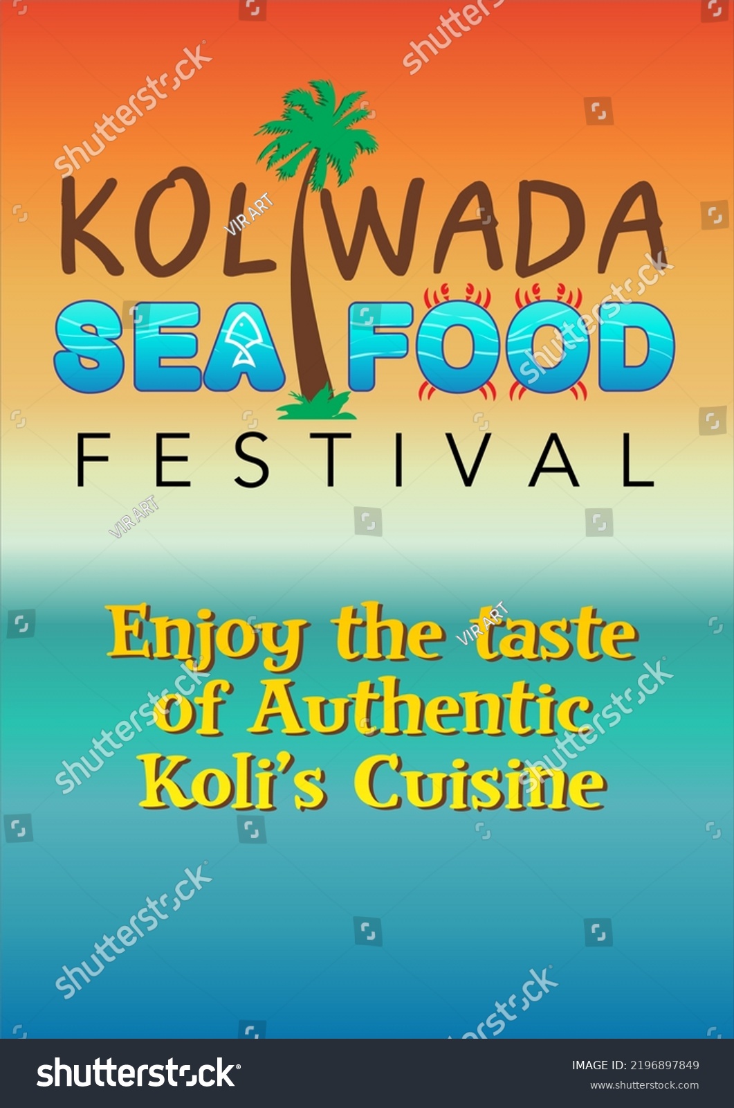 Koliwada Sea Food Cuisine Festival Poster Stock Vector (Royalty Free