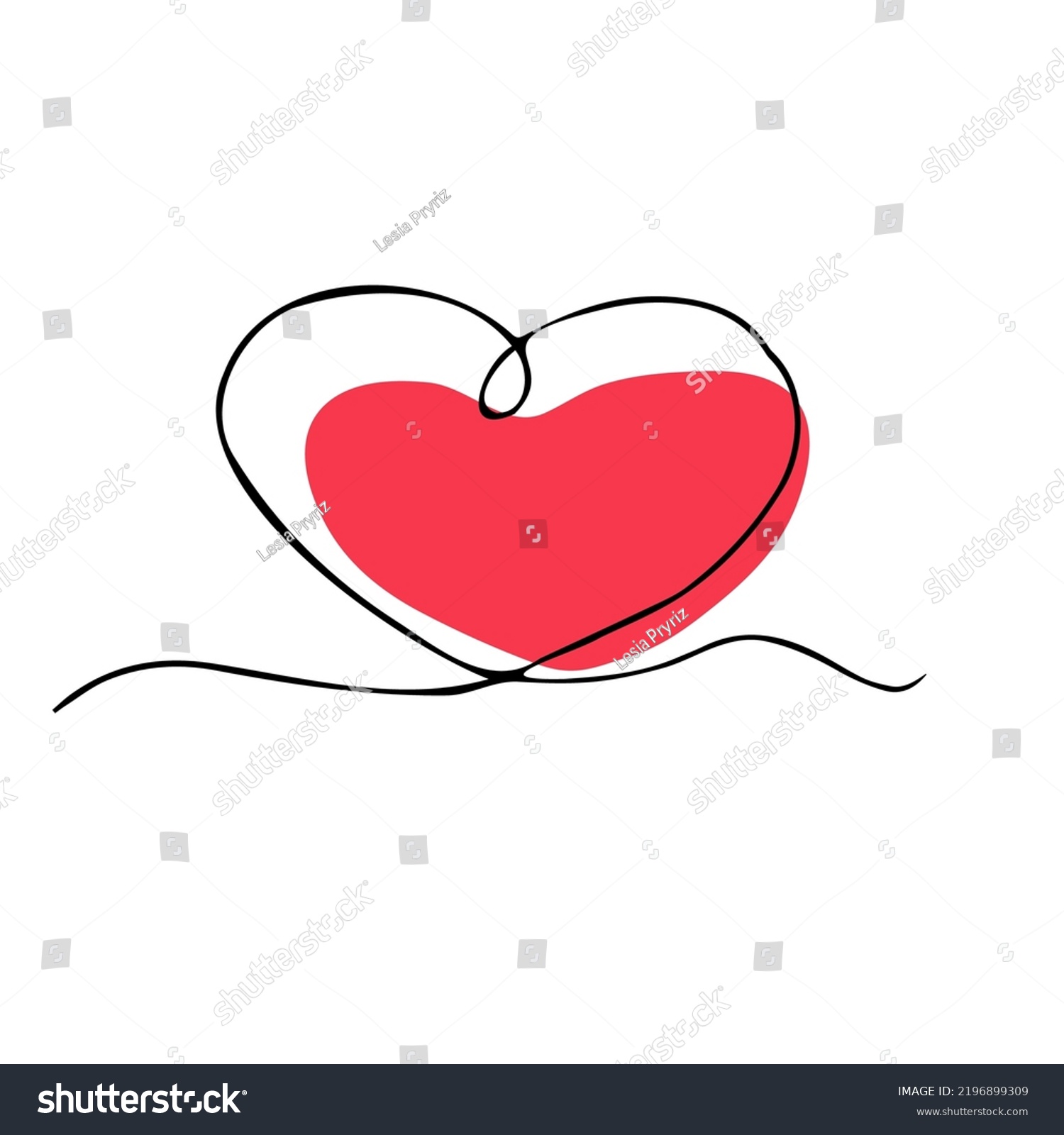 Heart Line Art Style Tenderness Contour Stock Vector (Royalty Free ...