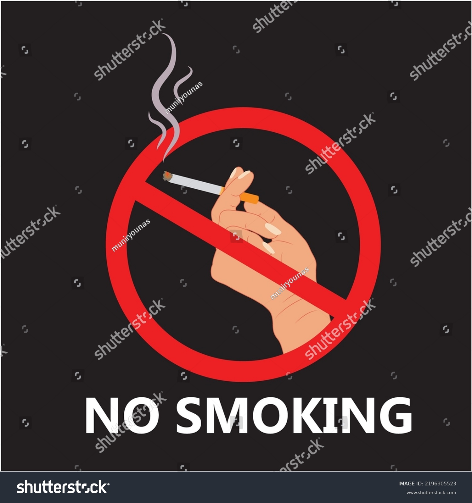 No Smoking Sign Template Flat Classical Stock Vector (Royalty Free ...