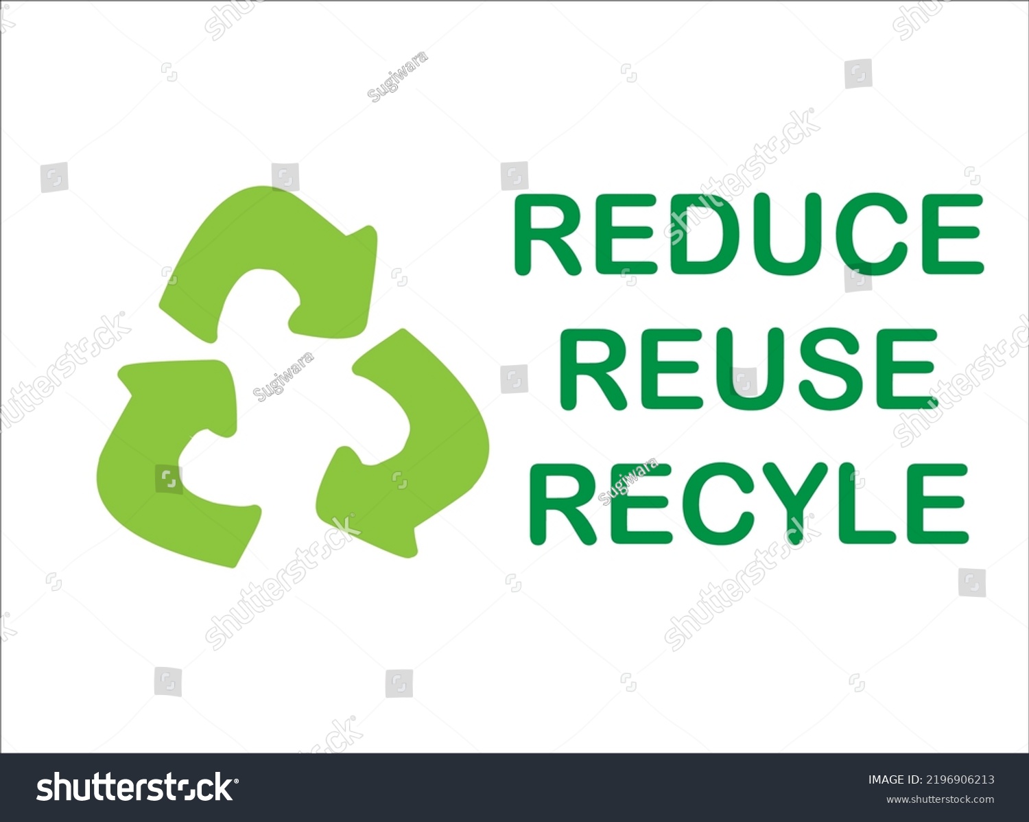 Symbol Reuse Reduce Recycle Green Color Stock Vector Royalty Free