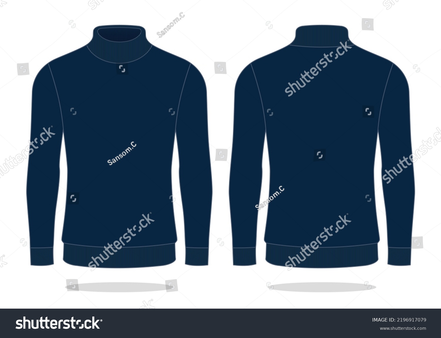 Blank Navy Blue Turtle Neck Long Stock Vector (Royalty Free) 2196917079 ...