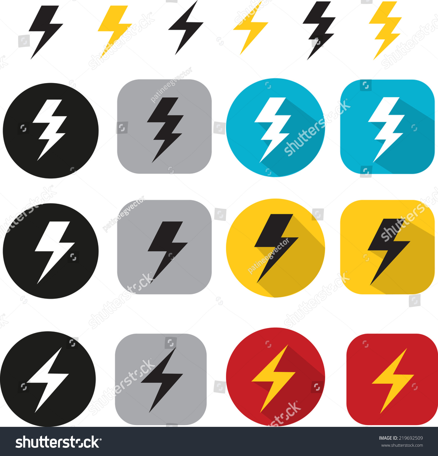 Lightning Bolt Icon Set Stock Vector (Royalty Free) 219692509 ...