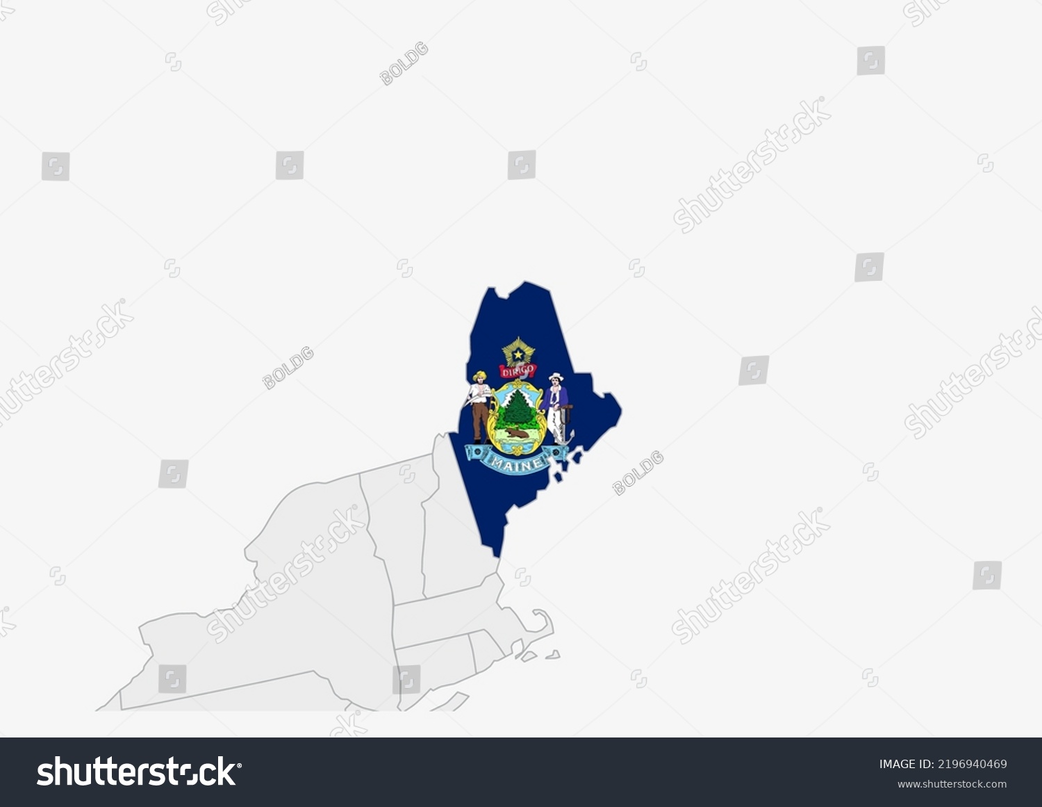 Us State Maine Map Highlighted Maine Stock Vector Royalty Free 2196940469 Shutterstock 1074