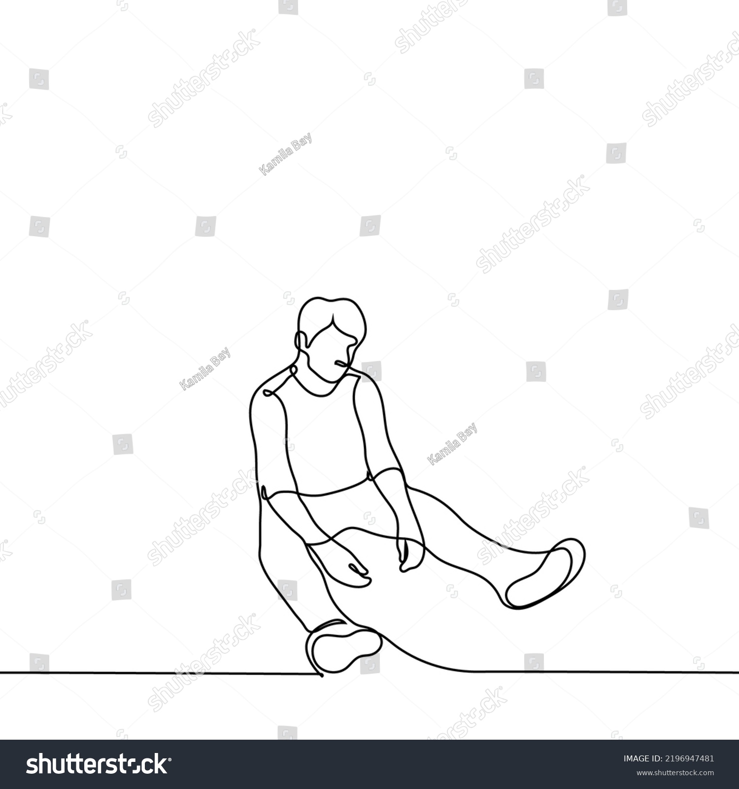 Man Sitting On Floor Drooping One Stock Vector (Royalty Free ...