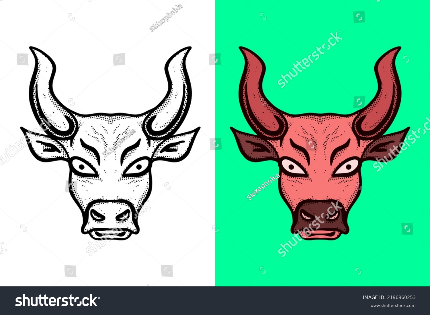 Illustration Buffalo Head Hand Drawn Cartoon Stock Vector (Royalty Free ...