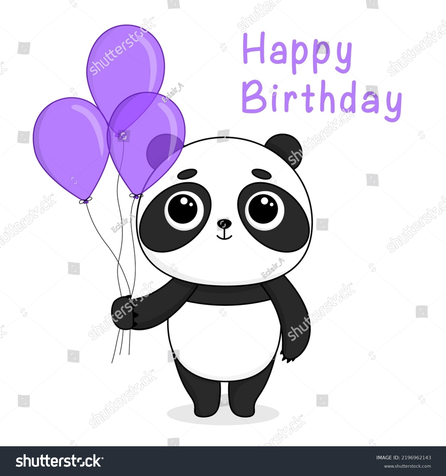 Cartoon Panda Balloons Happy Birthday Vector Stock Vector (Royalty Free ...