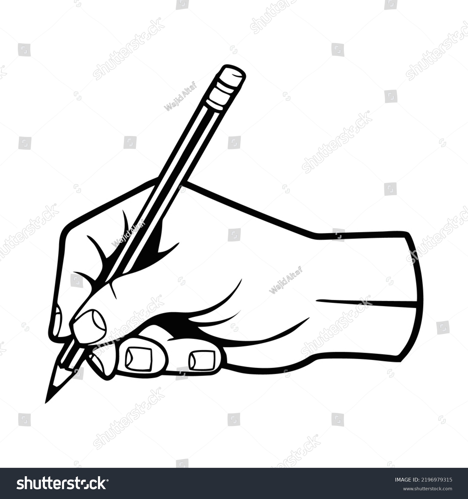 Writing Hand Pencil Vector Illustration Clipart Stock Vector (Royalty ...