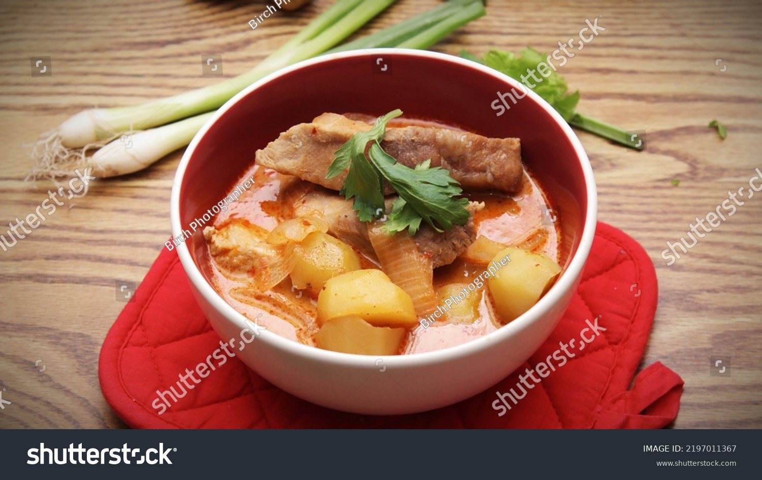 Hot Traditional Thai Beef Massaman Curry Stock Photo 2197011367   Stock Photo Hot Traditional Thai Beef Massaman Curry Thai Cuisine 2197011367 