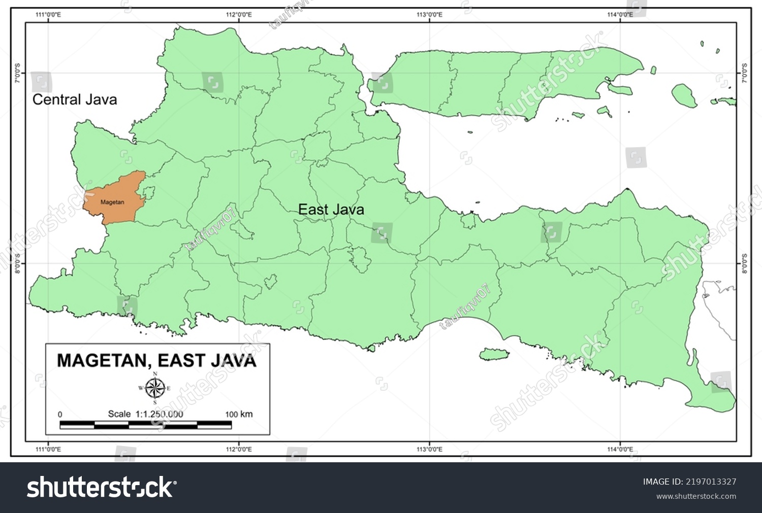 Peta Kabupaten Magetan Jawa Timur Indonesia Stock Illustration ...