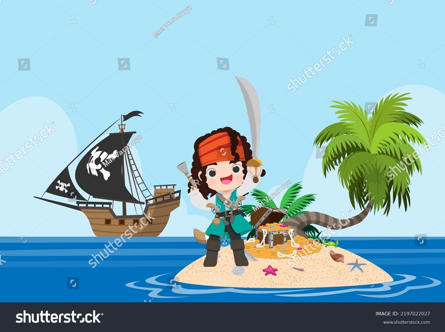 Pirate Treasure Island Scene Has Treasure Stock Vector (Royalty Free ...