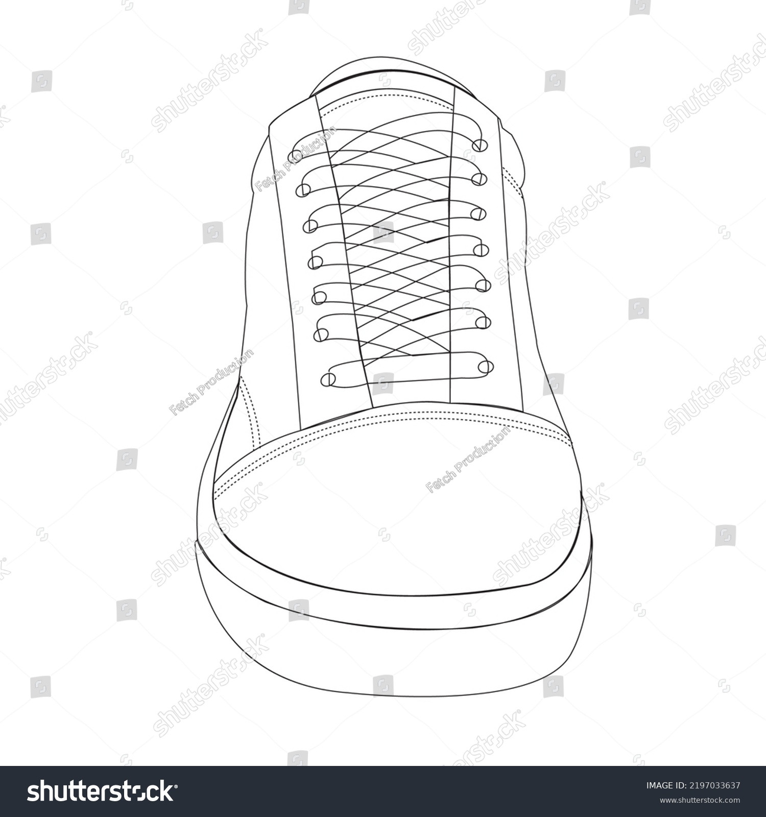 Shoes Sneaker Outline Drawing Vector Sneakers Stock Vector (Royalty ...