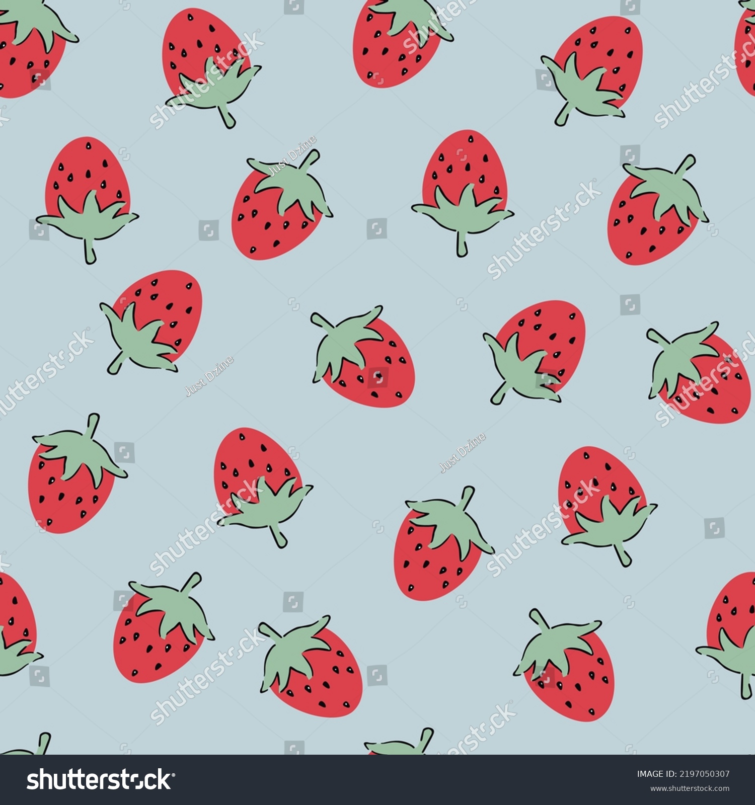 Strawberry Fruit Repeat Seamless Pattern Vector Stock Vector (royalty 