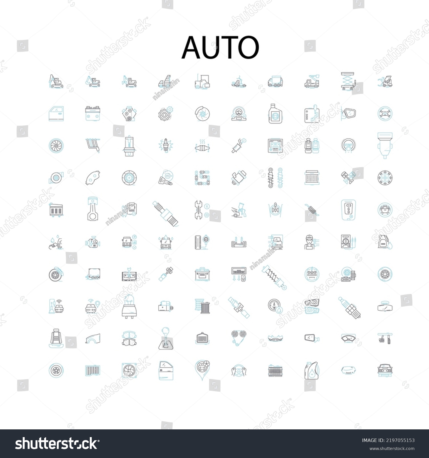 Auto Icons Signs Outline Symbols Concept Stock Vector (Royalty Free ...