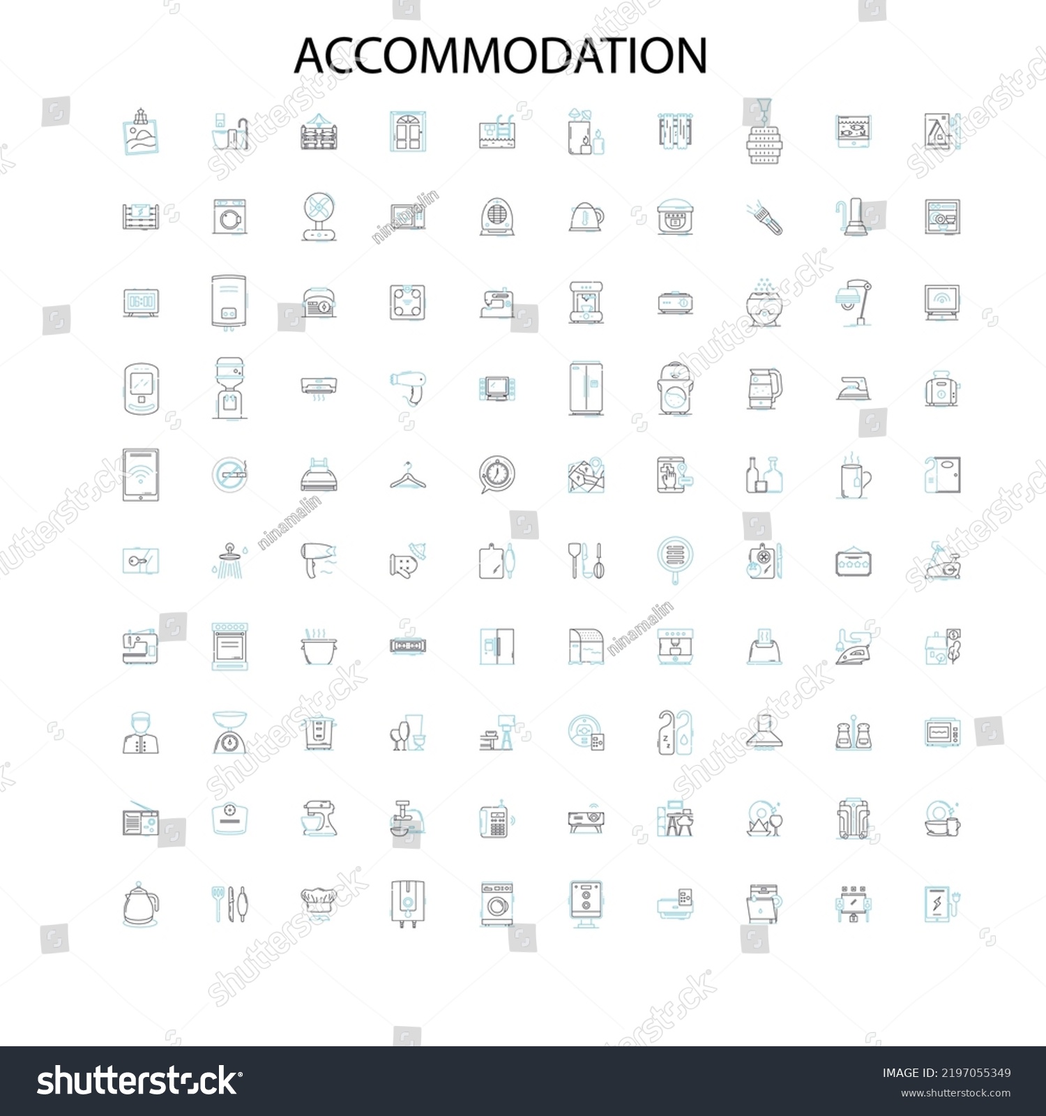 Accommodation Icons Signs Outline Symbols Concept Stock Vector (Royalty ...