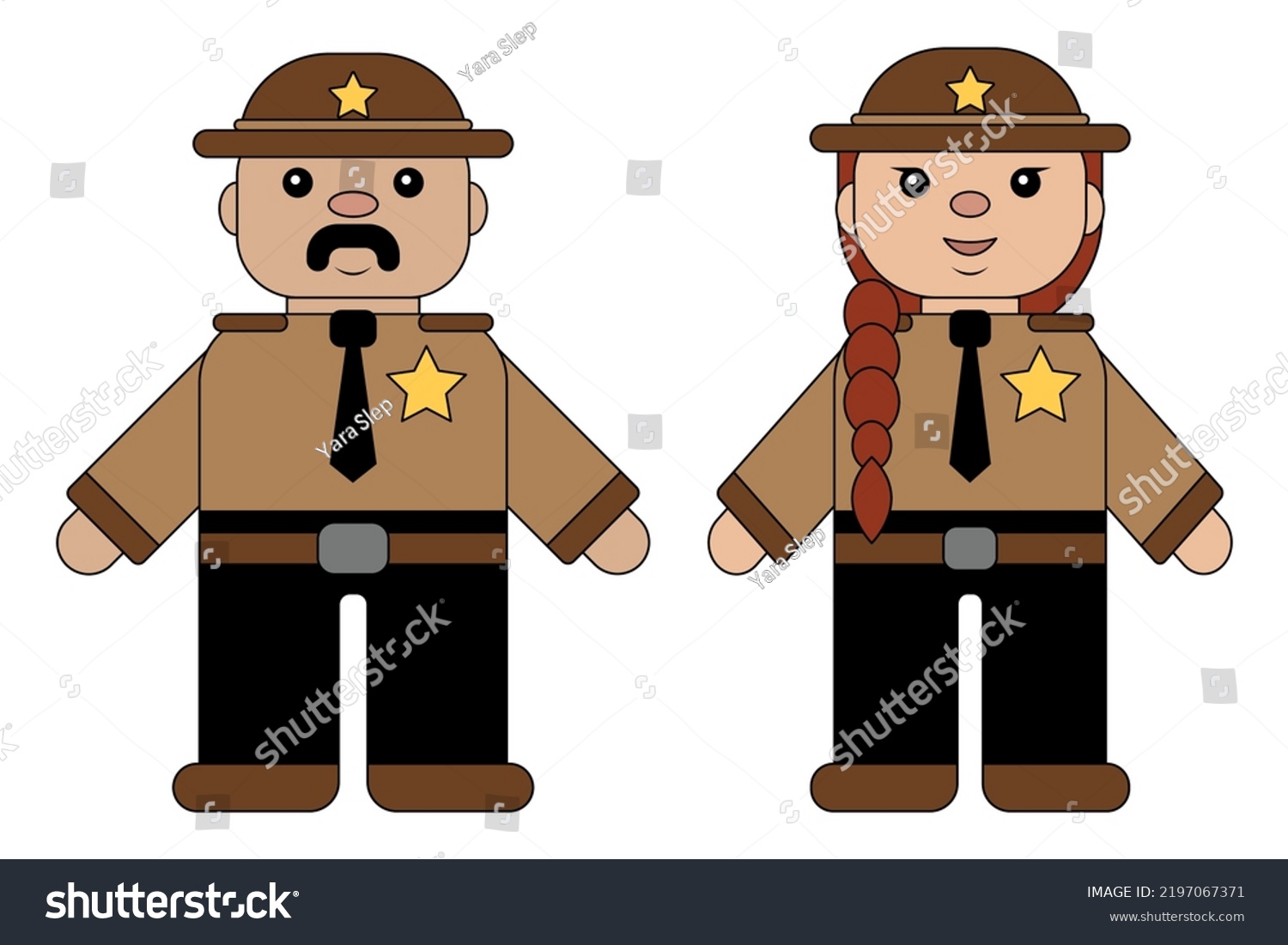Woman Sheriff Man Sheriff Vector Illustration Stock Vector Royalty Free 2197067371 Shutterstock