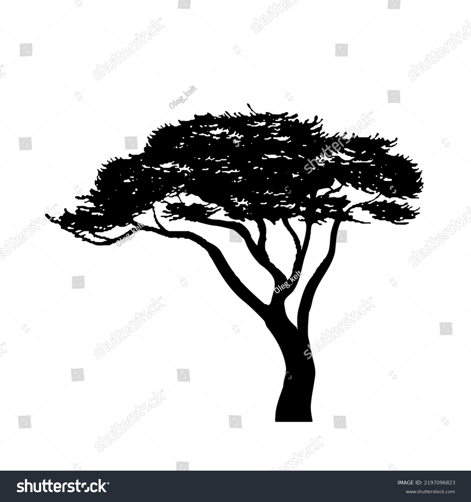 Vector Tree Silhouette Oak Dry Wood Stock Vector (Royalty Free ...