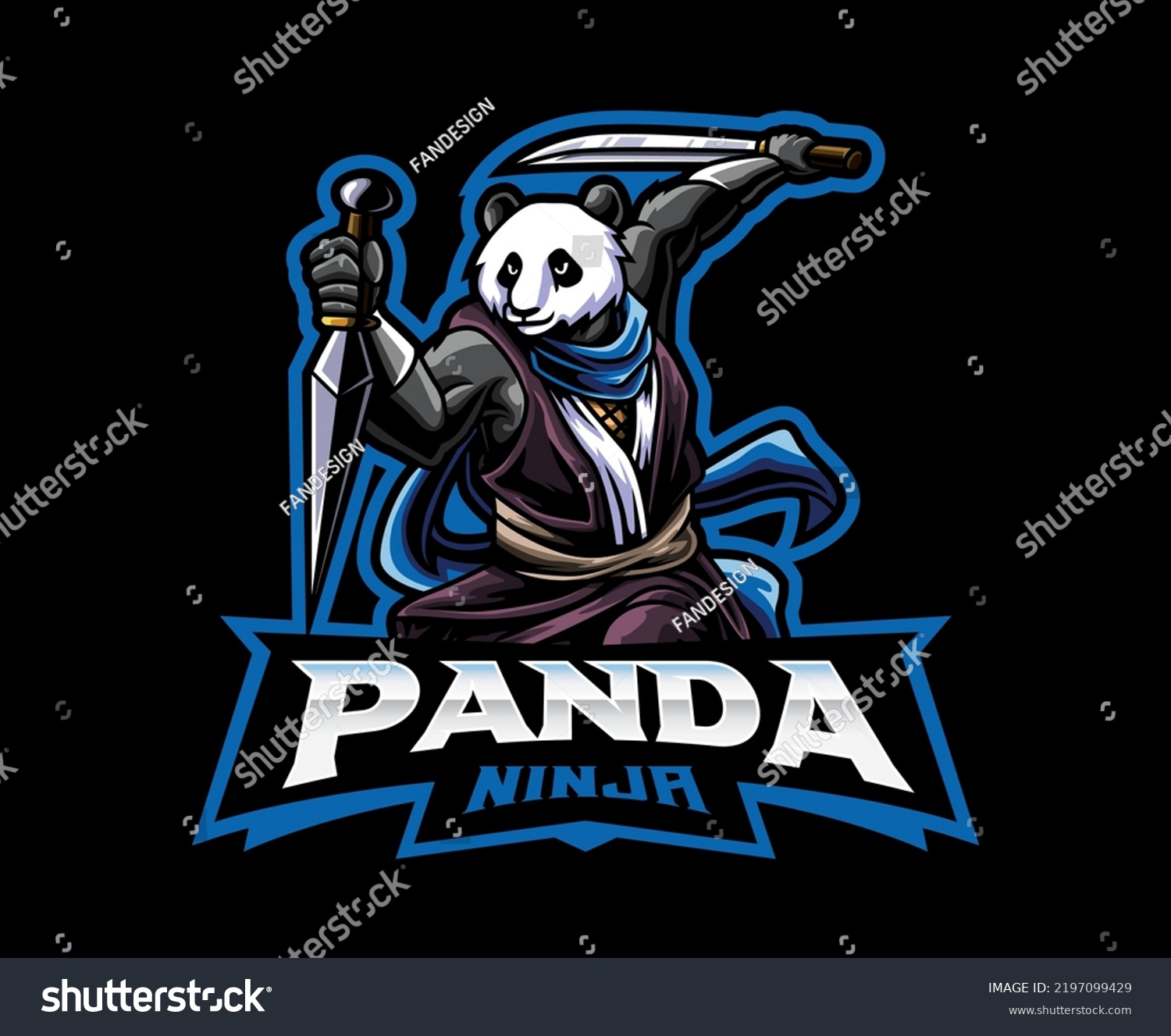 Panda Ninja Mascot Logo Design Panda Stock Vector (Royalty Free ...