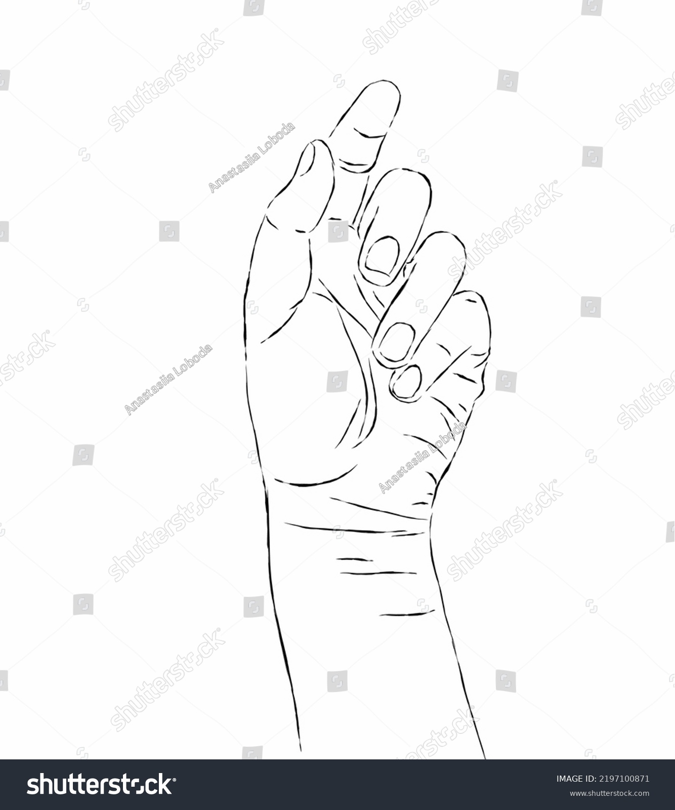 Humain Hands Drawing Line Art Stock Vector (royalty Free) 2197100871 