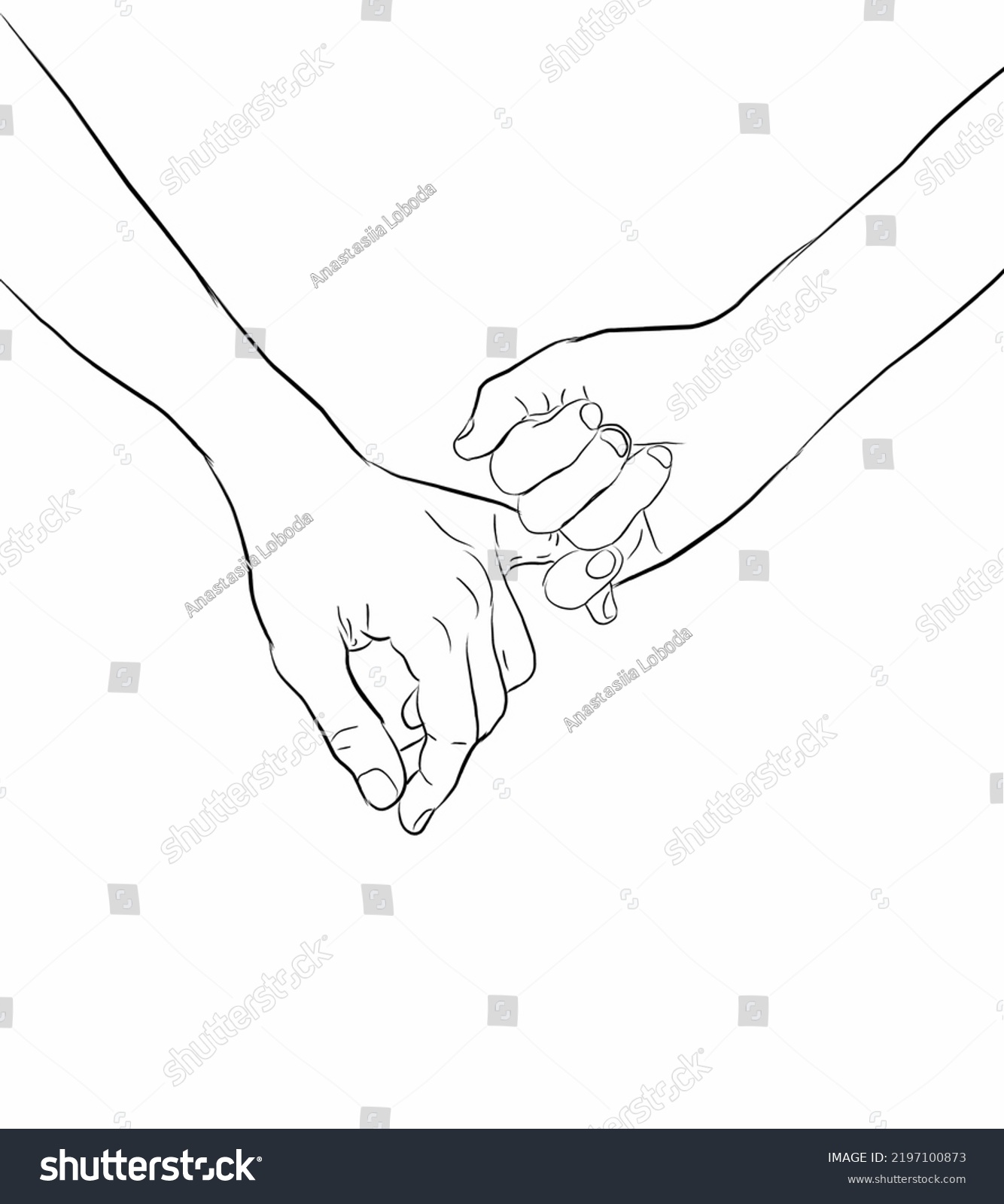 Humain Hands Drawing Line Art Stock Vector (Royalty Free) 2197100873 ...