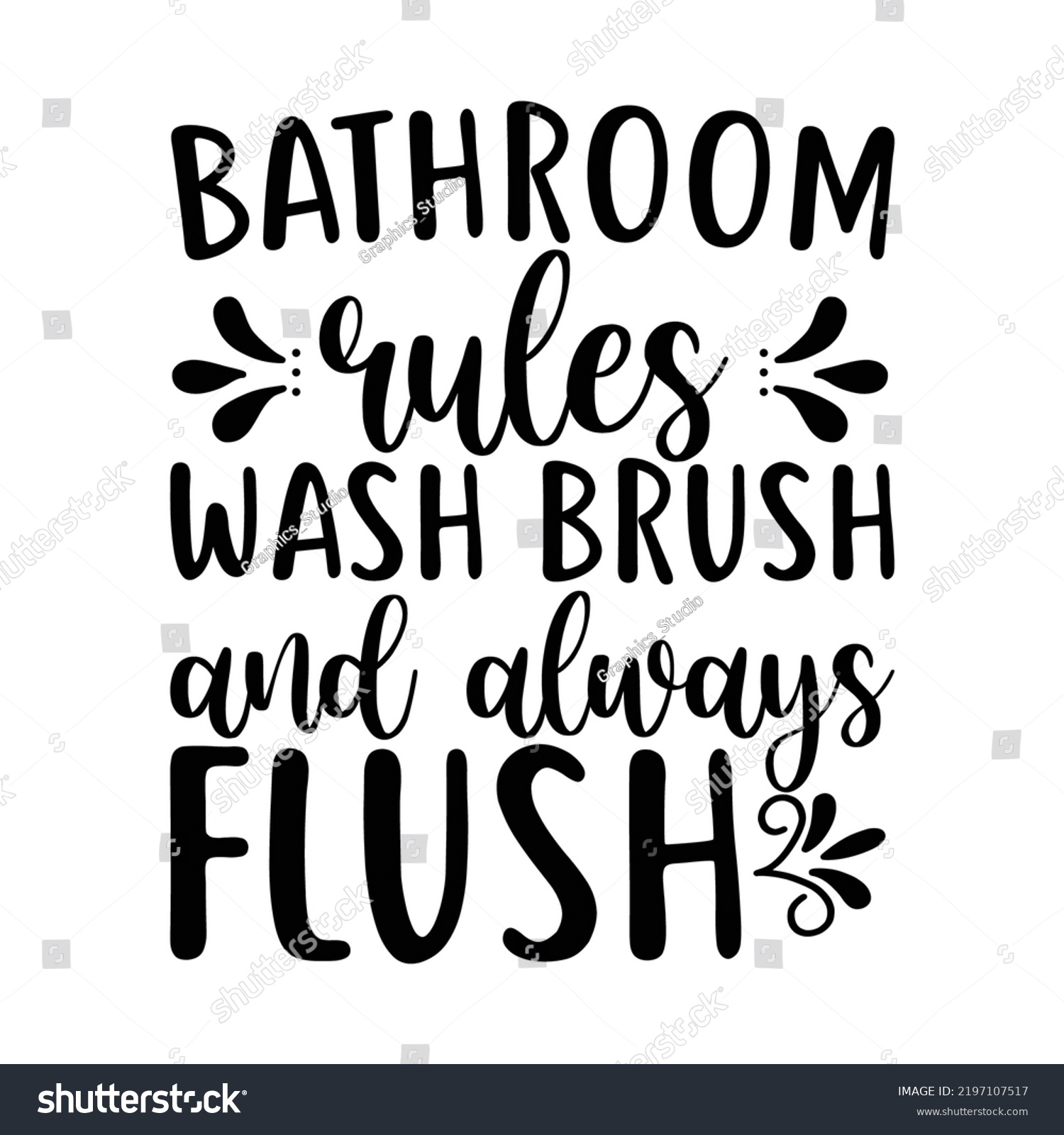 Bathroom Rules Wash Brush Always Flush Stock Vector (Royalty Free ...