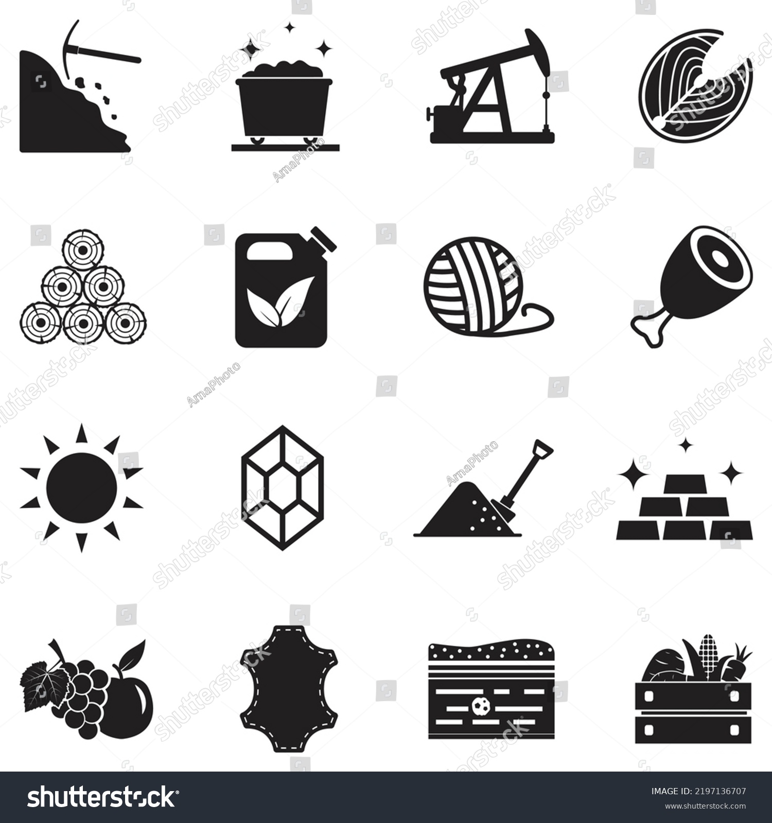 Natural Resources Icons Black Flat Design Stock Vector (Royalty Free ...