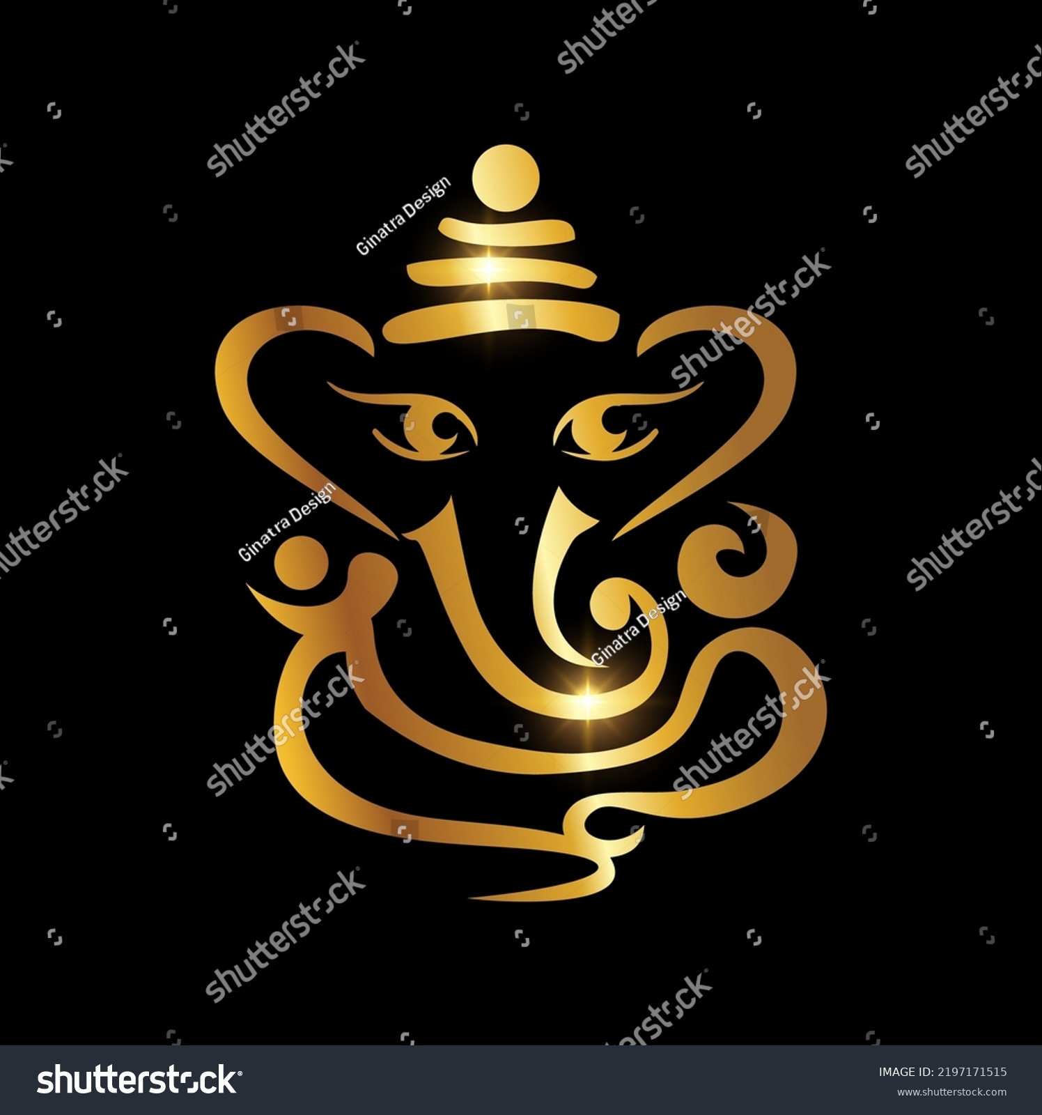 Vector Illustration Golden Ganesh Puja Ganesh Stock Vector (Royalty ...