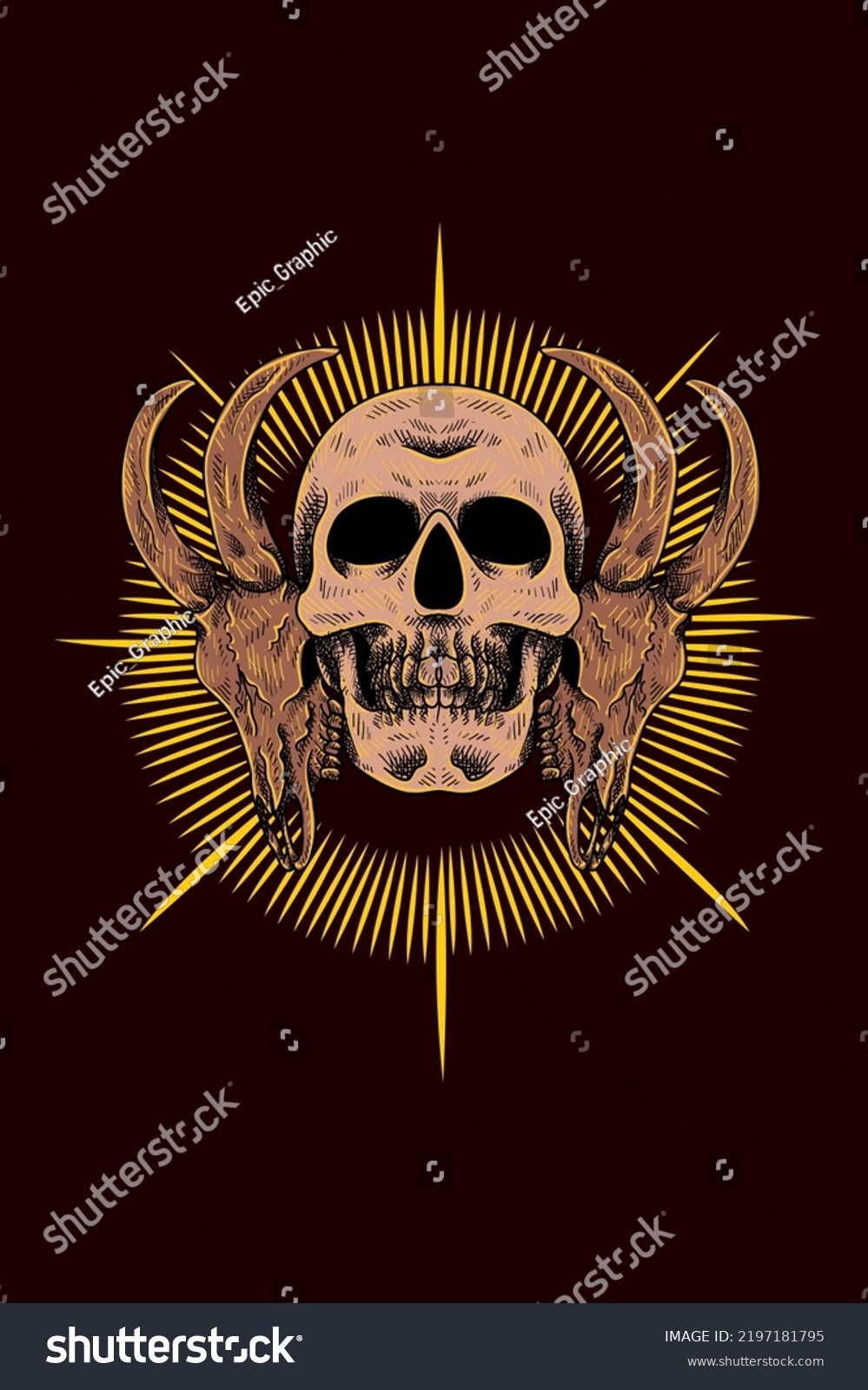 Skull Goat Vector Illustration Stock Vector (Royalty Free) 2197181795 ...