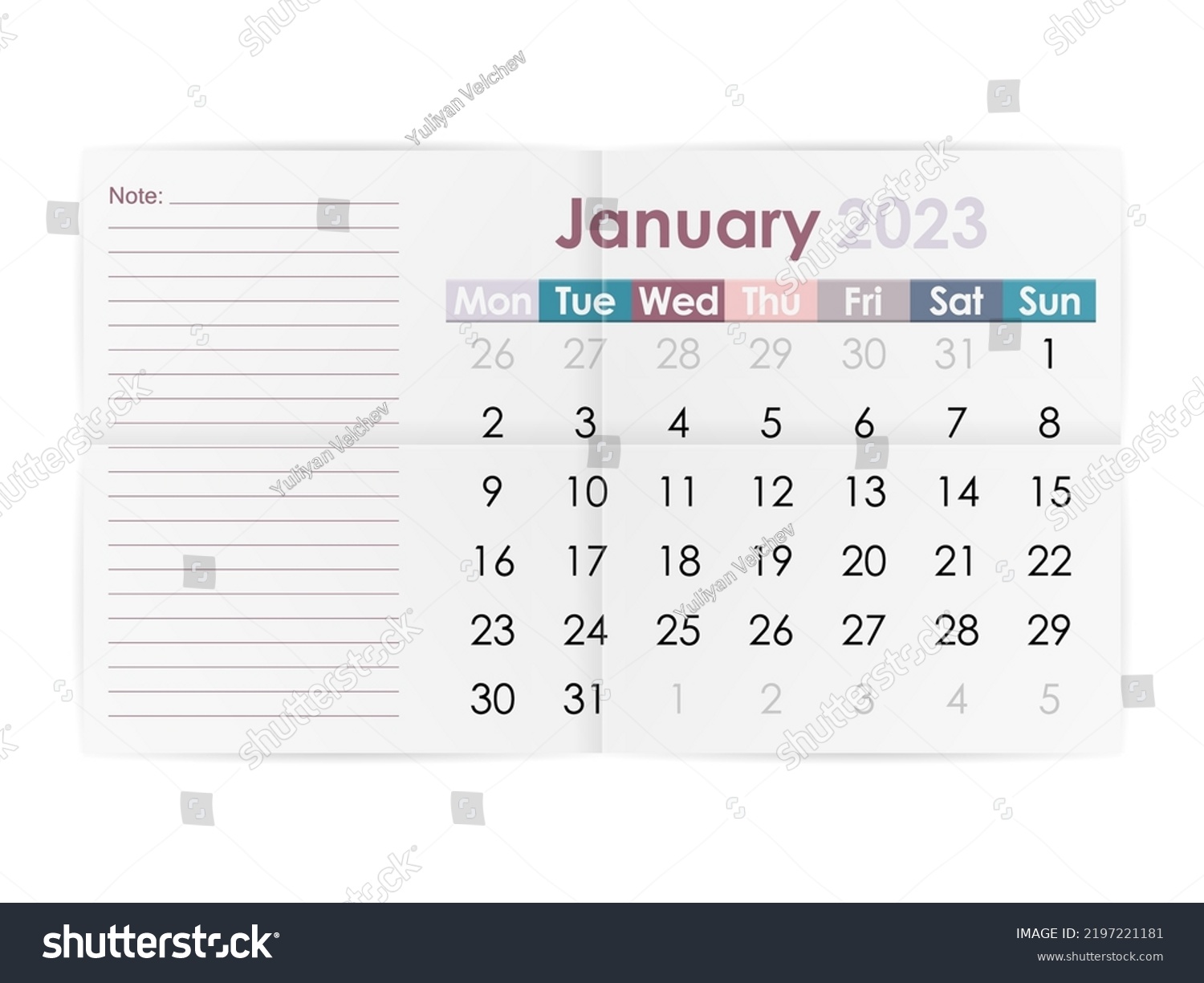 Calendar January 2023 On White Background Stock Vector (Royalty Free ...