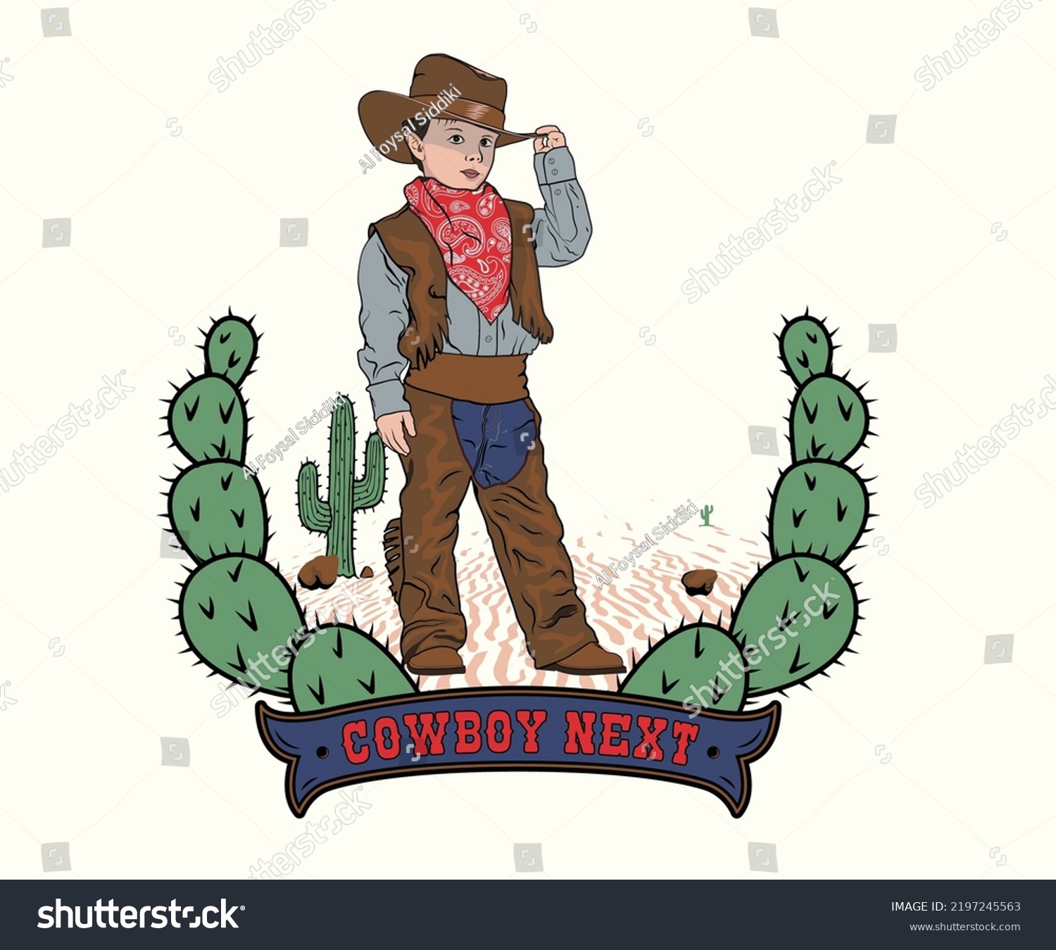 Cowboy Kids Vector Illustration Western Design Stock Vector (Royalty ...