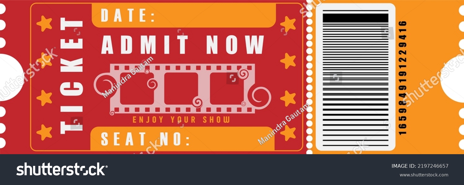 Red Orange Ticket Template Design Stock Illustration 2197246657 ...