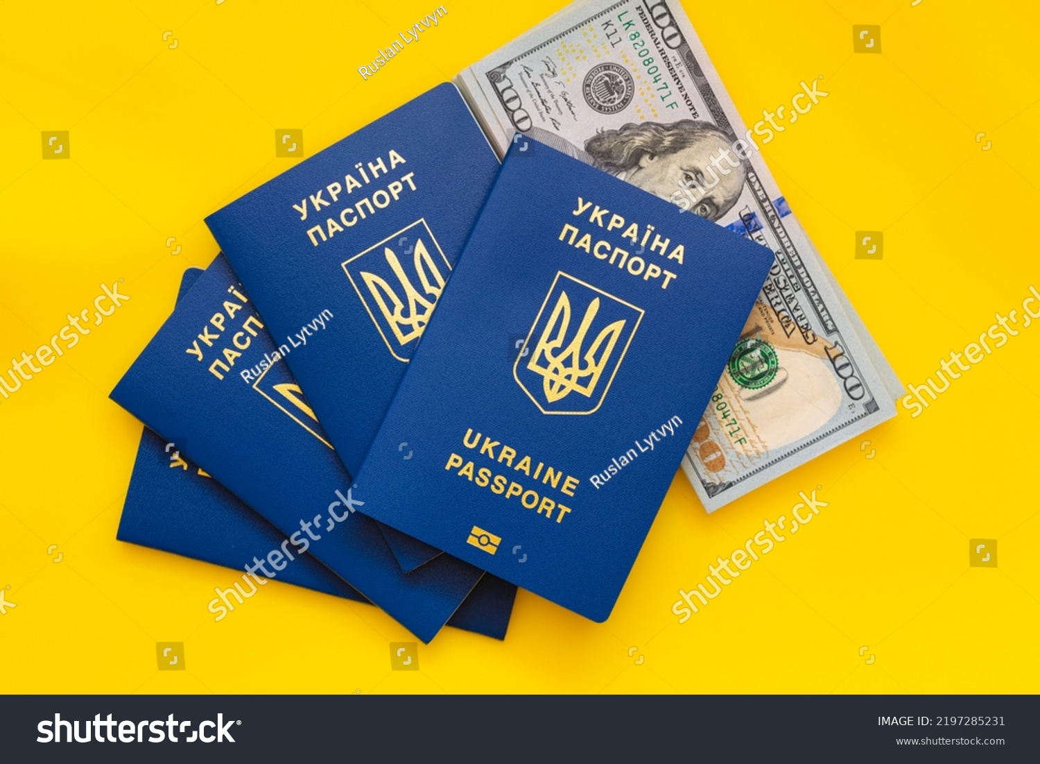 Ukrainian Passports 100 Dollar Banknotes On Stock Photo 2197285231 ...