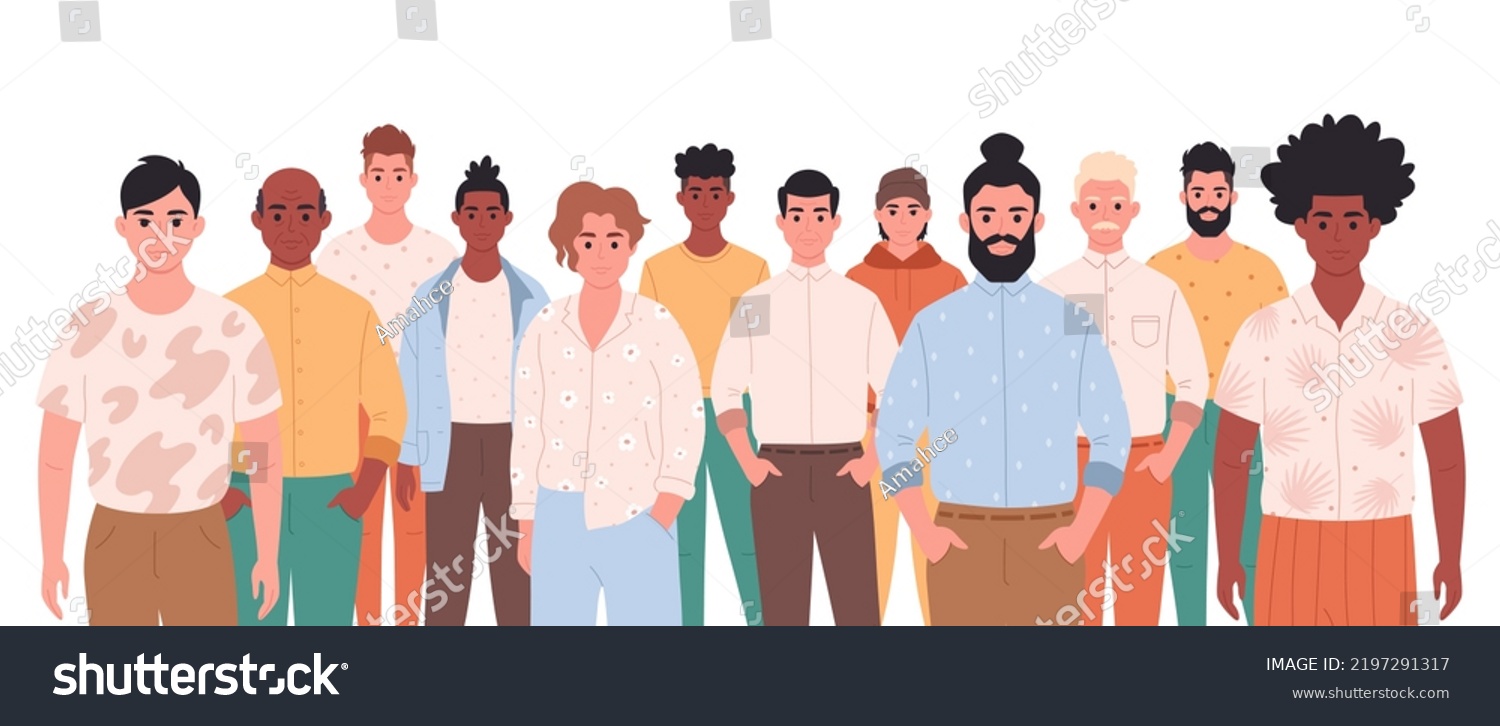 Men Different Age Races Appearance Multicultural Stock Vector (Royalty ...