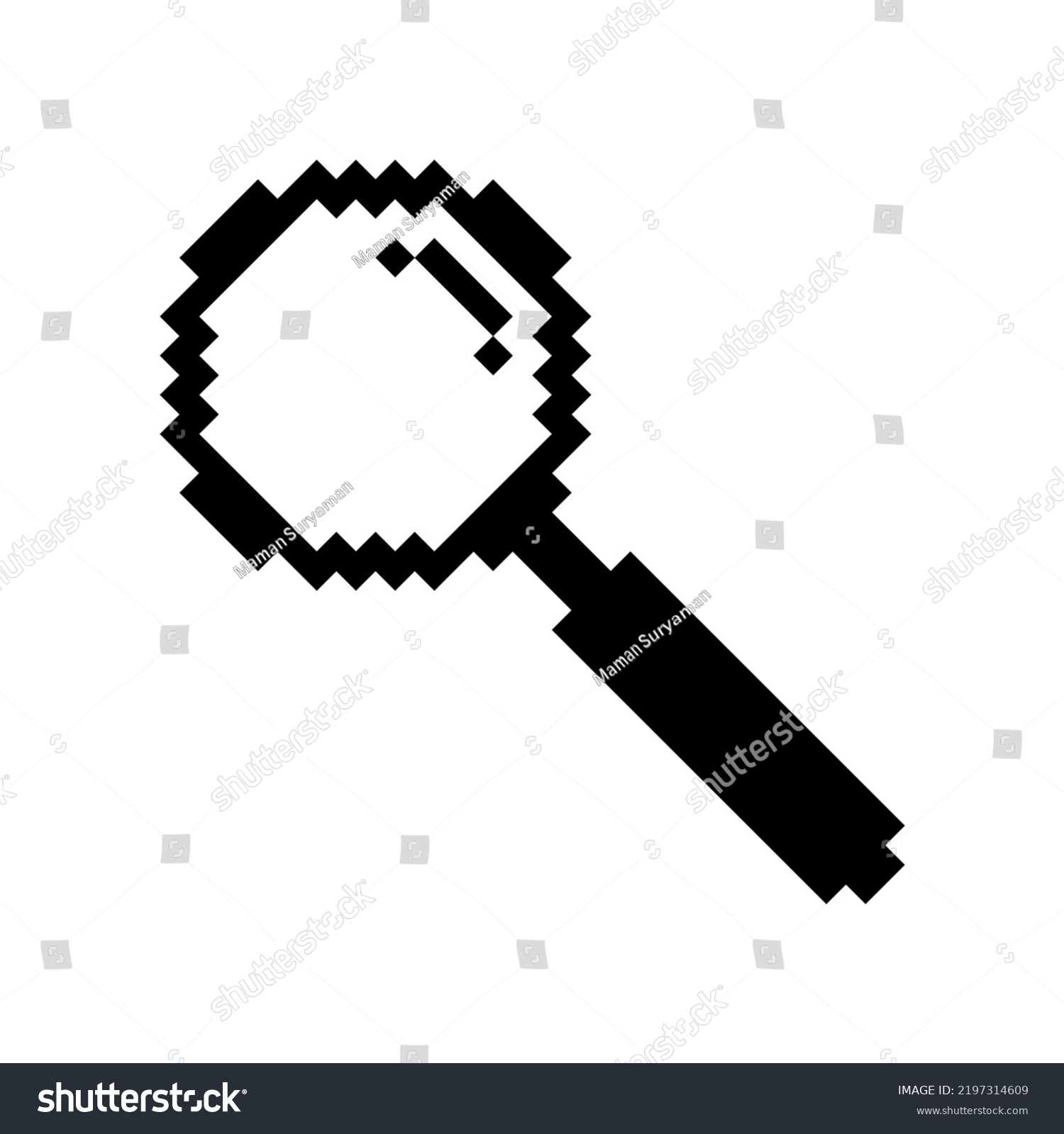 Magnifying Glass Pixel Art Isolated On Stock Vector (Royalty Free ...