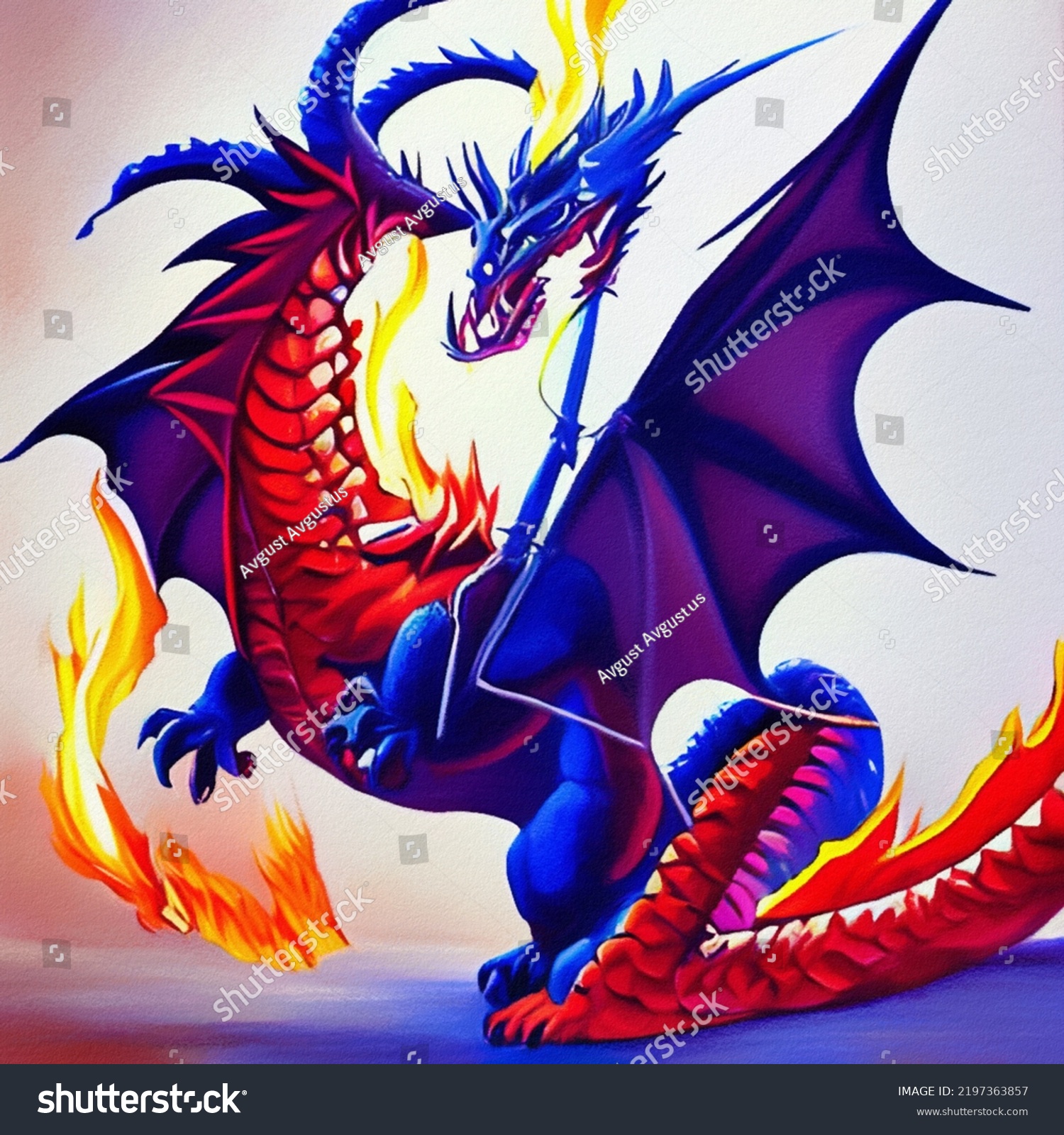 Fantasy Evil Dragon Portrait Surreal Artwork Stock Illustration ...