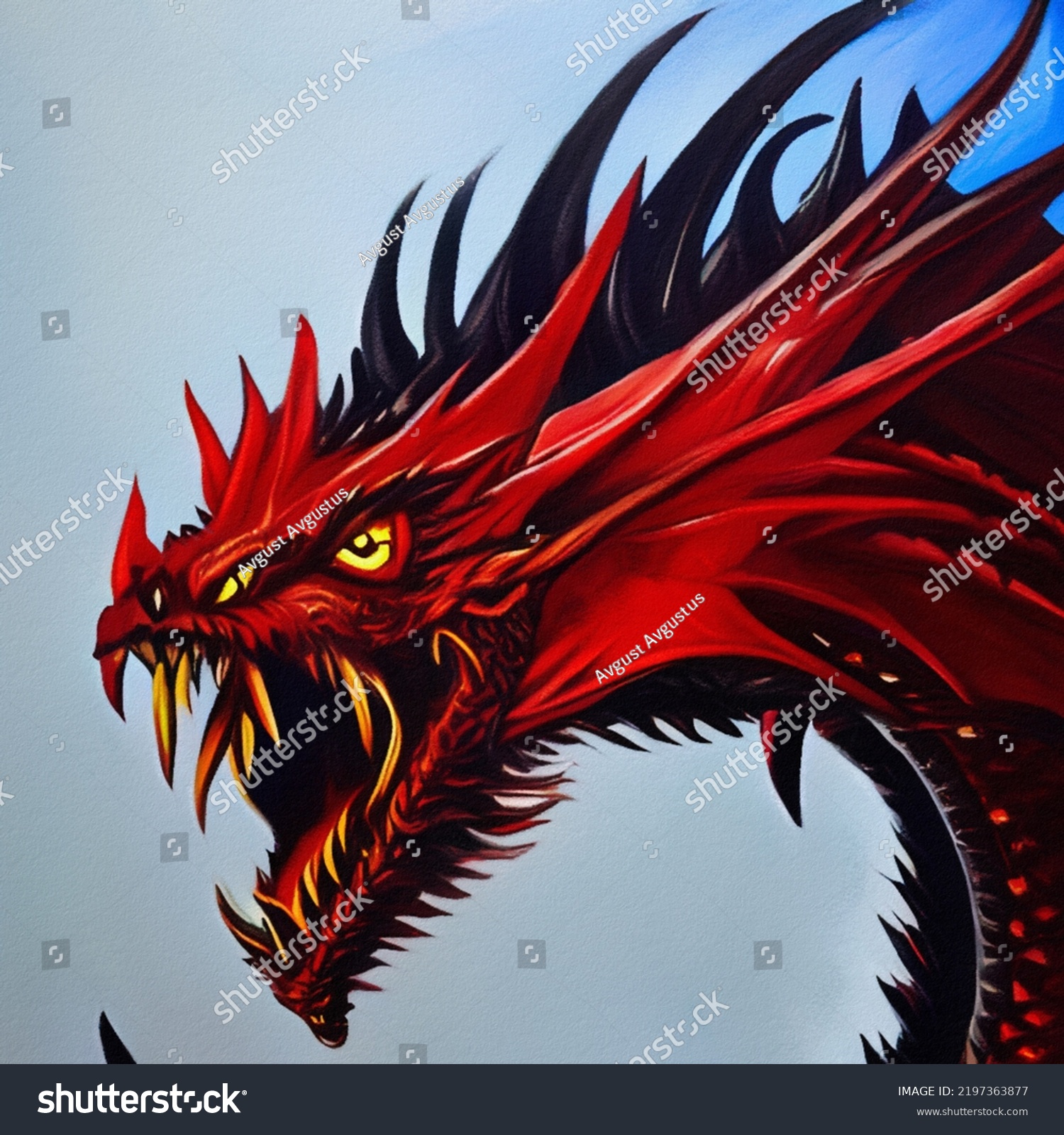 Fantasy Evil Dragon Portrait Surreal Artwork Stock Illustration ...