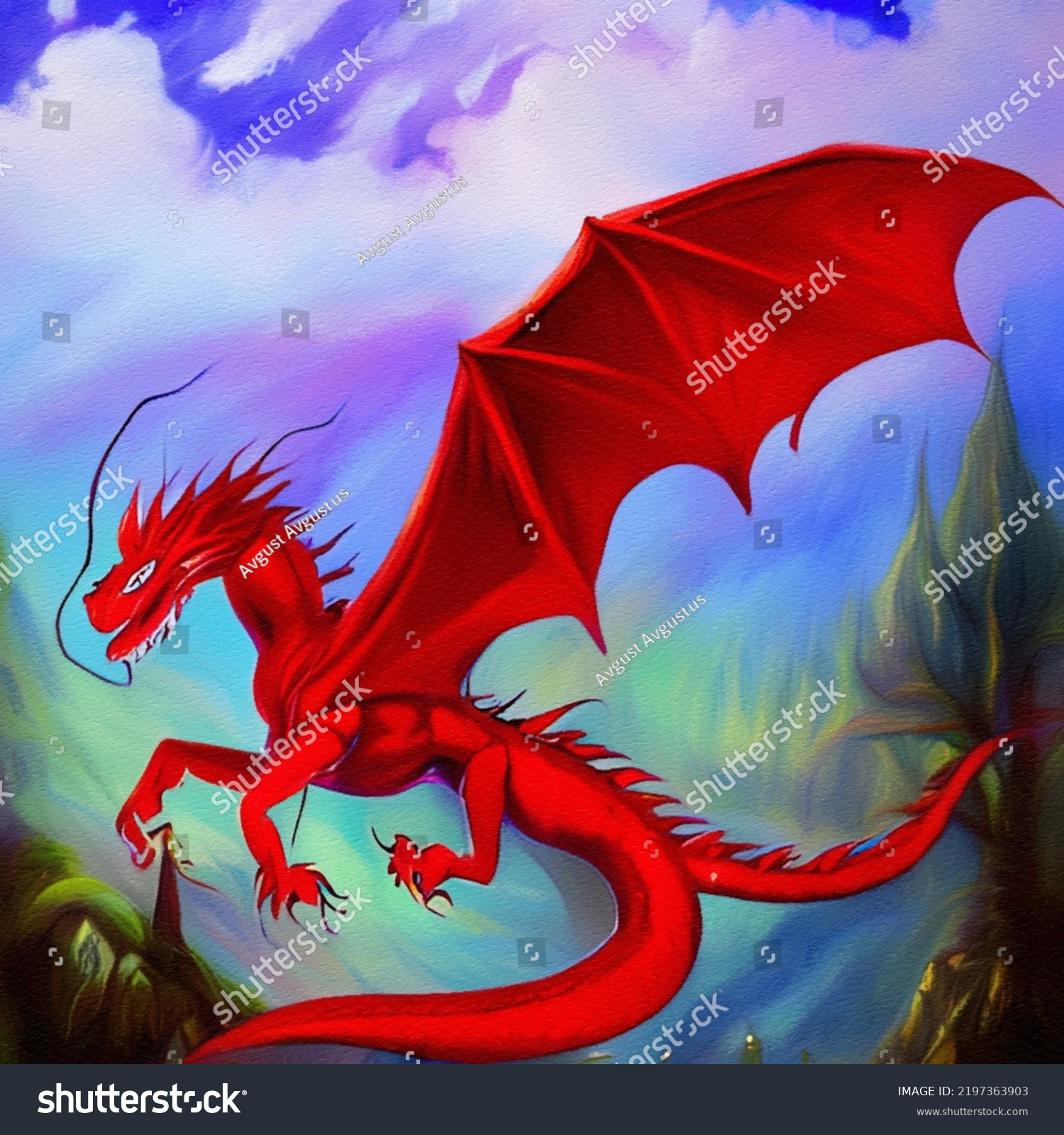 Fantasy Evil Dragon Portrait Surreal Artwork Stock Illustration ...