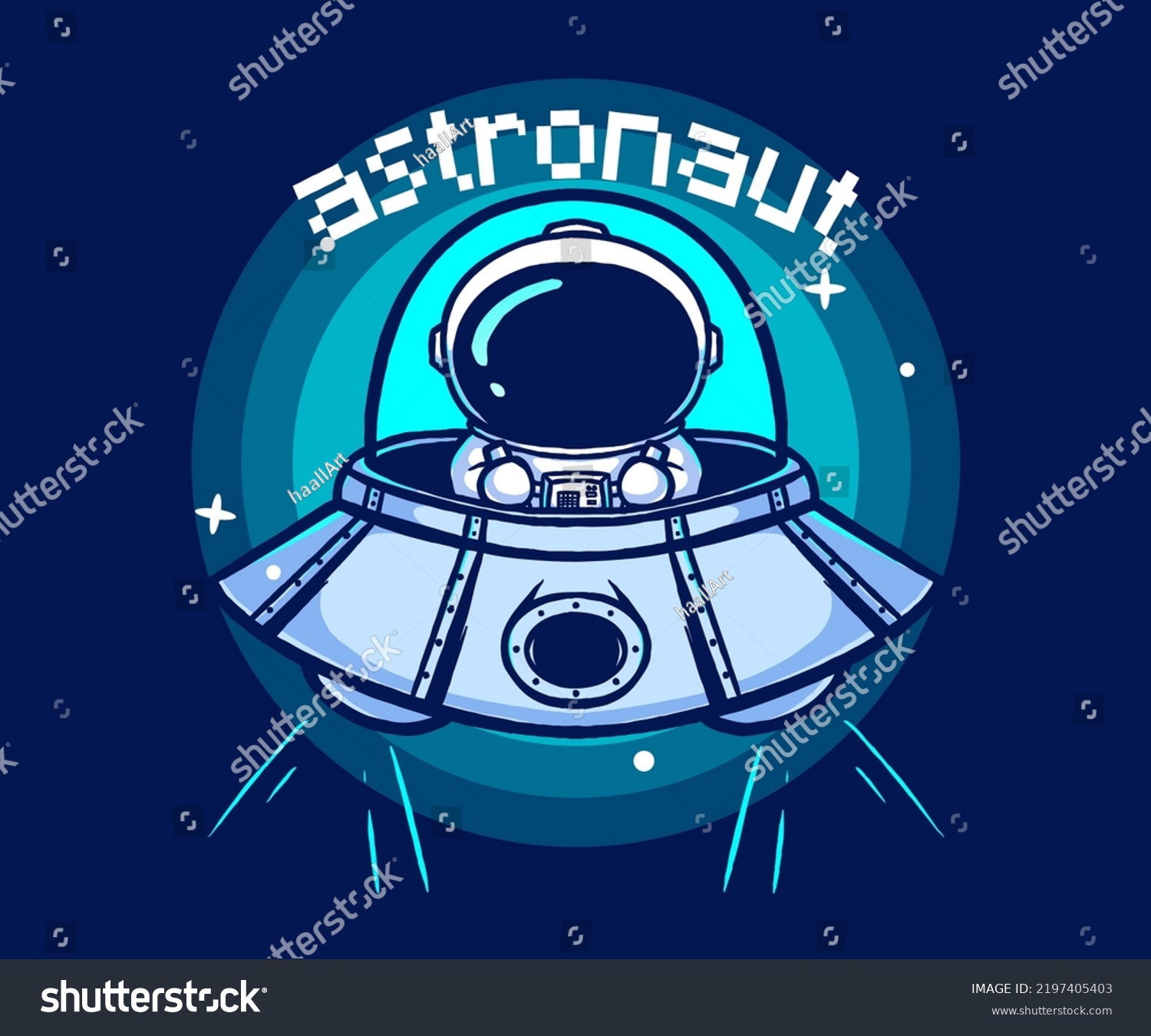 Cute Astronaut Driving Spaceship Ufo Cartoon Stock Vector (Royalty Free ...