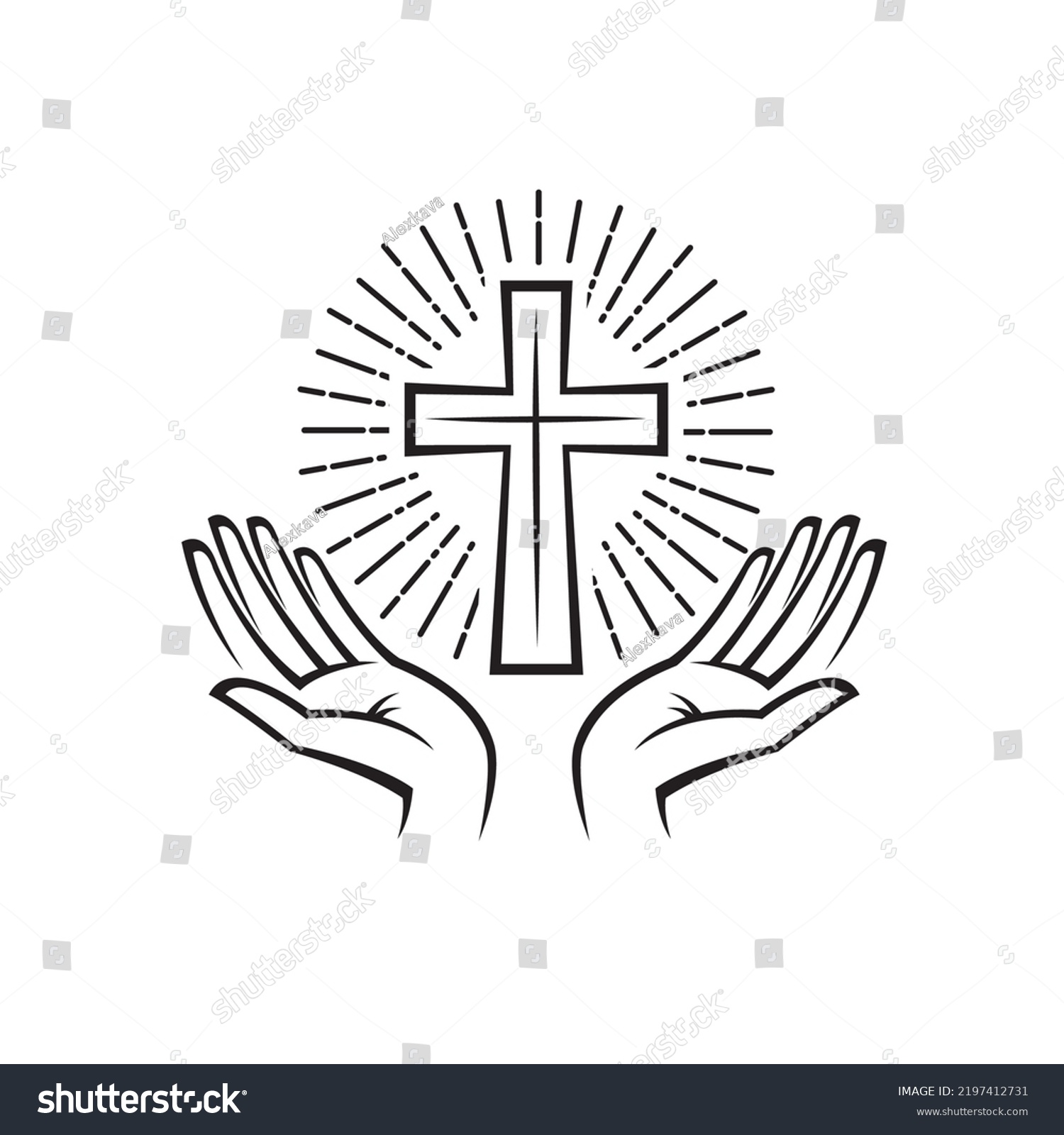 Cross Hands Symbol Isolated On White Stock Vector (Royalty Free ...