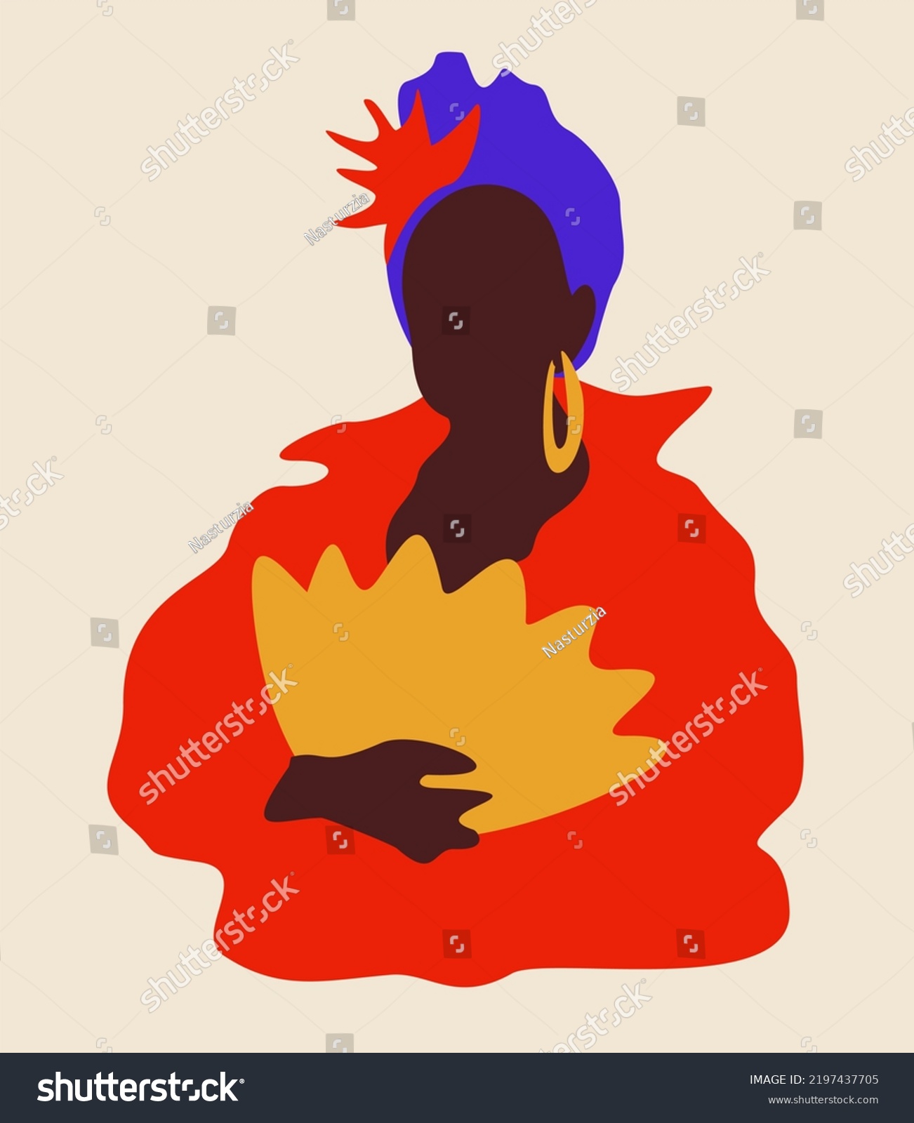 Vector Simple Portrait Black Woman Turban Stock Vector Royalty Free