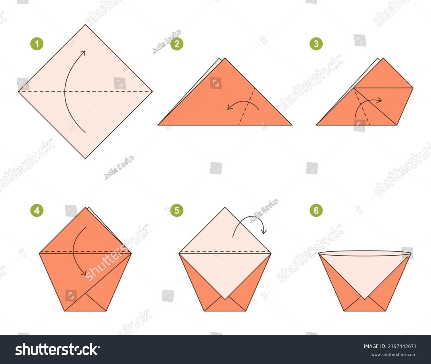 Origami Tutorial Origami Scheme Kids Cup Stock Vector (Royalty Free ...